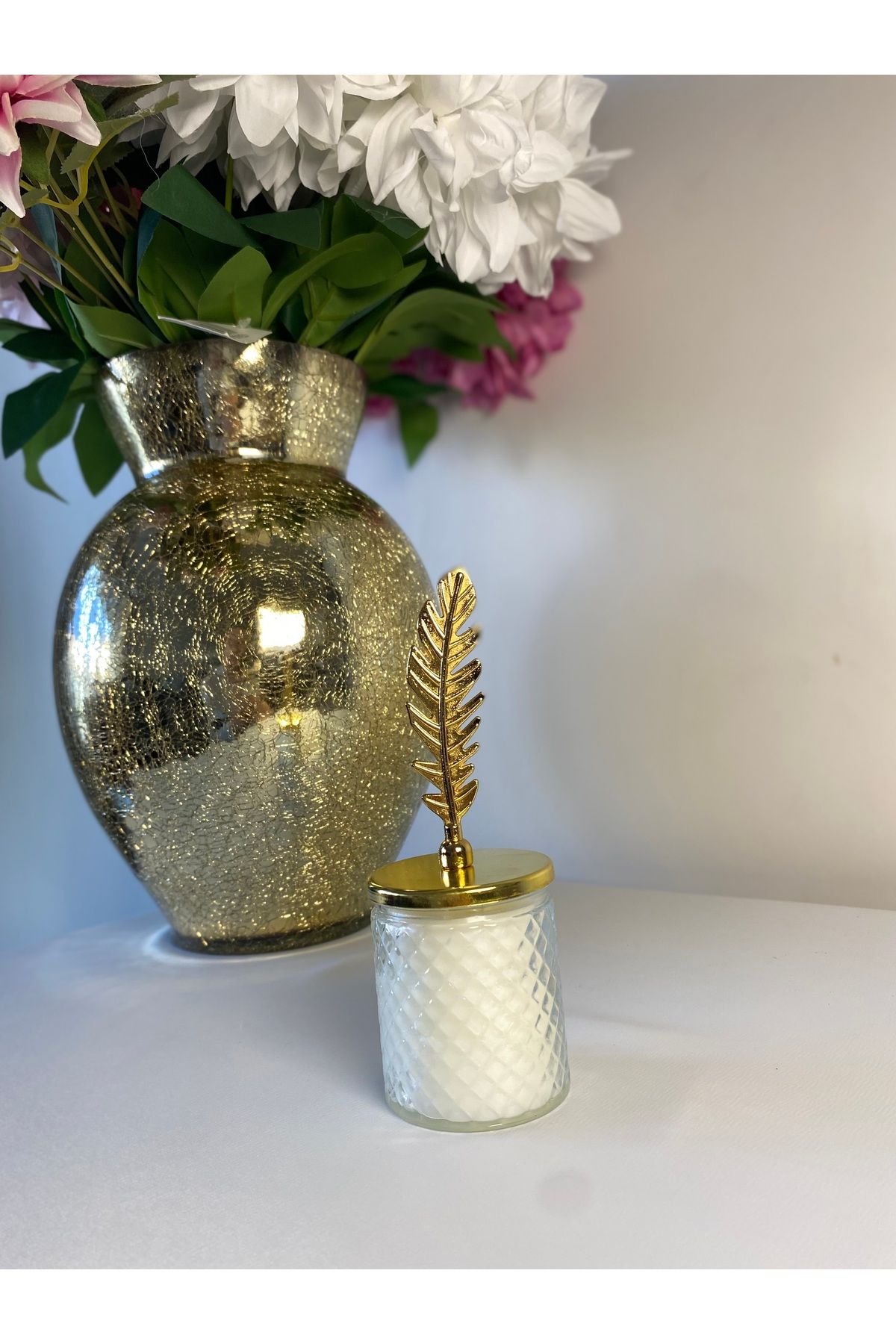 begonvil luxury Gold Kapaklı Lüks Mum