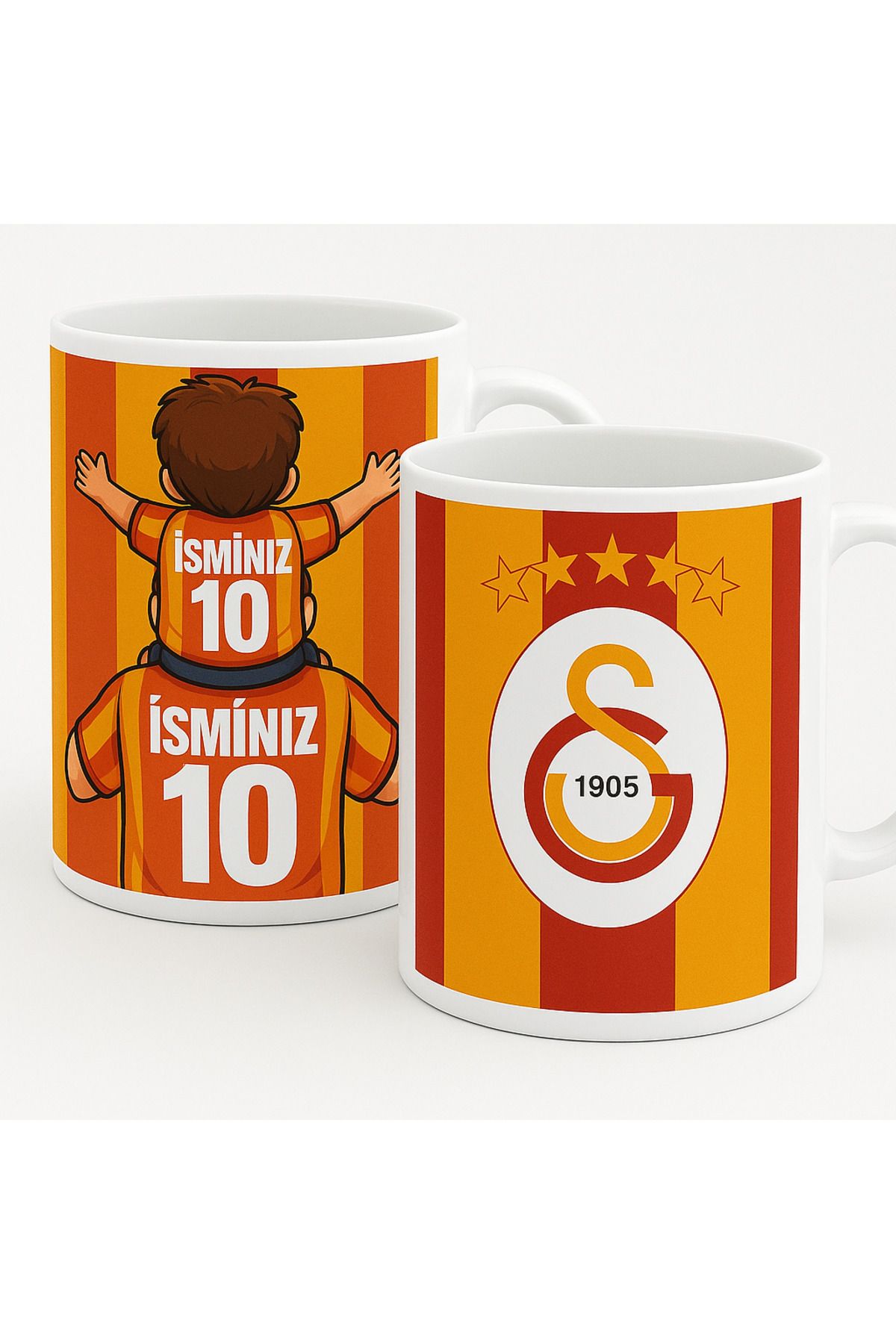 FM BASKI Baba oğul sarı kırmızı forma arkası kişiye özel isim yazdırma