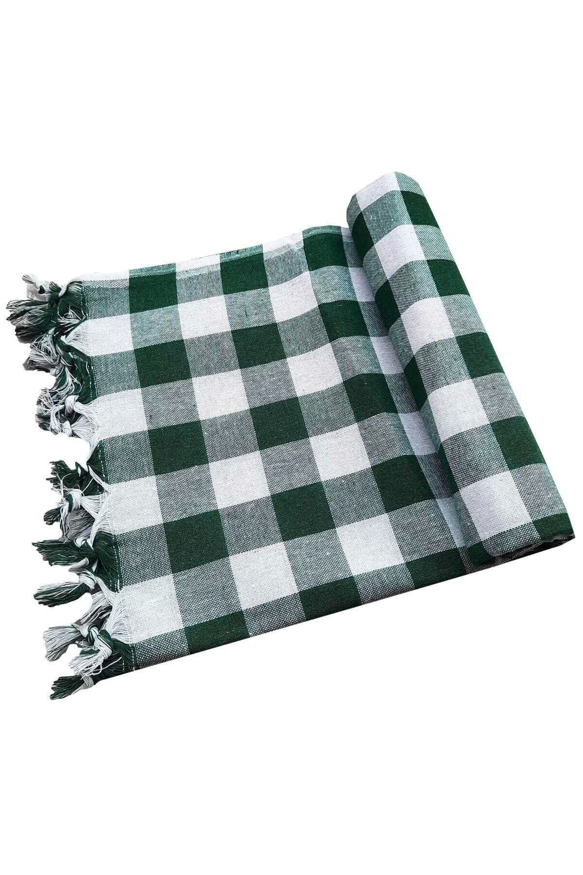 Mira Home 150x150 Cm Kareli Yer Sofra Bezi Piknik Masa Örtüsü Saçaklı