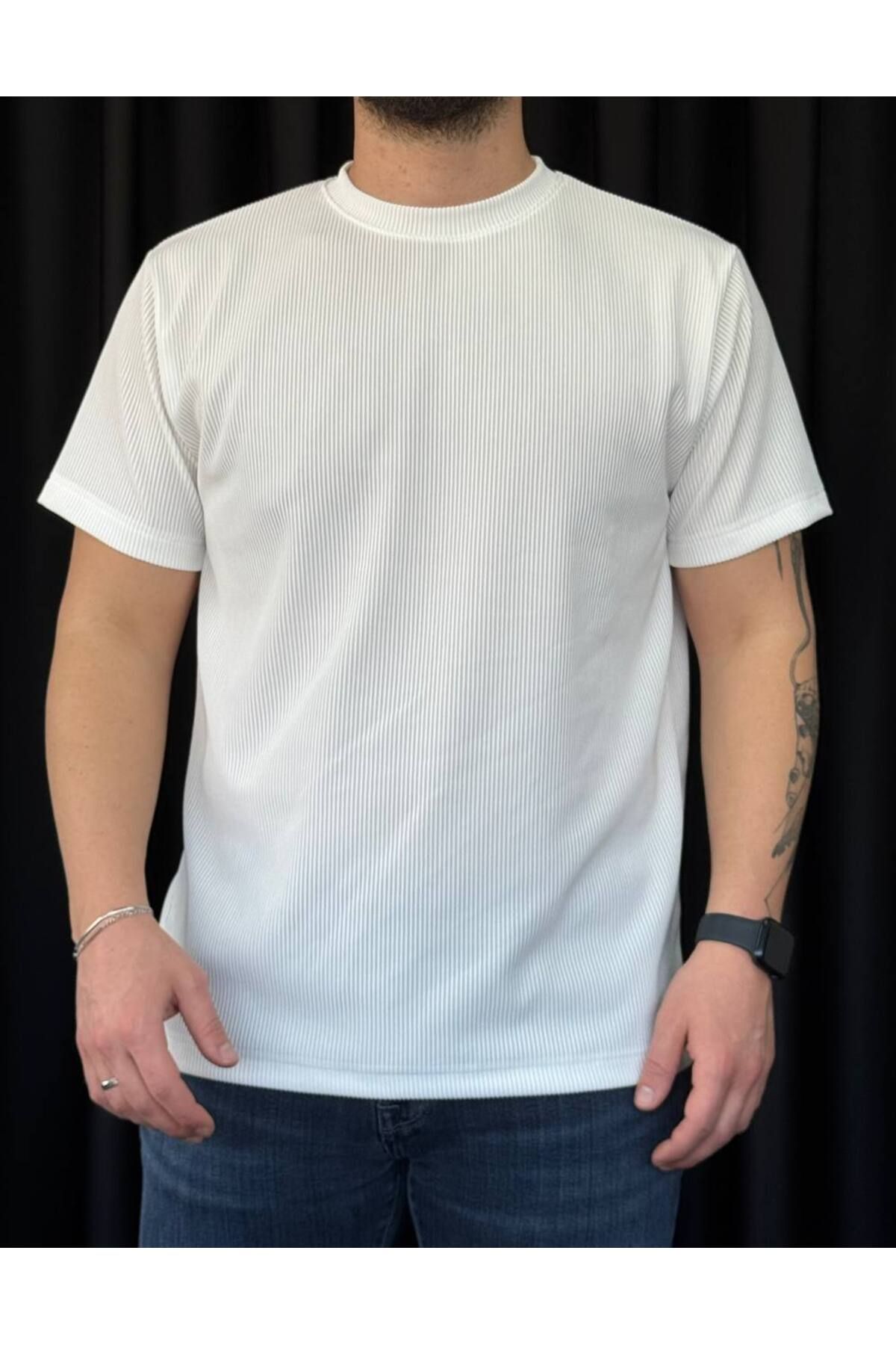 VOGUEMET ✅ Bisiklet Yaka Ottoman T-shirt – Hafif Doku, Rahat Kullanım