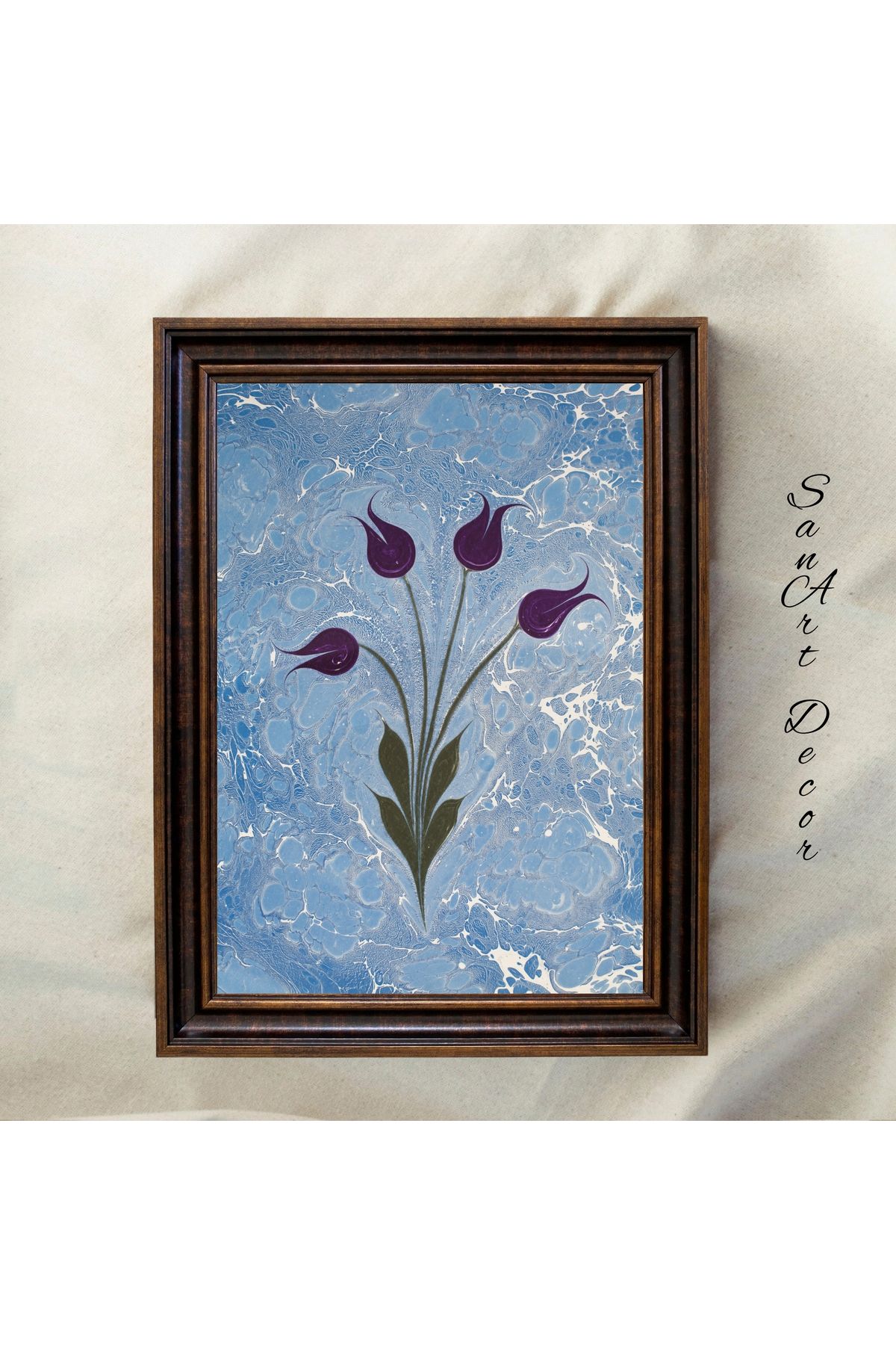 Sanart Çerçeveli Vintage Tablo, Yağlı Boya Tablosu, Çerçeveli Tablo, Sanatsal Dekor, Çiçek Tablosu