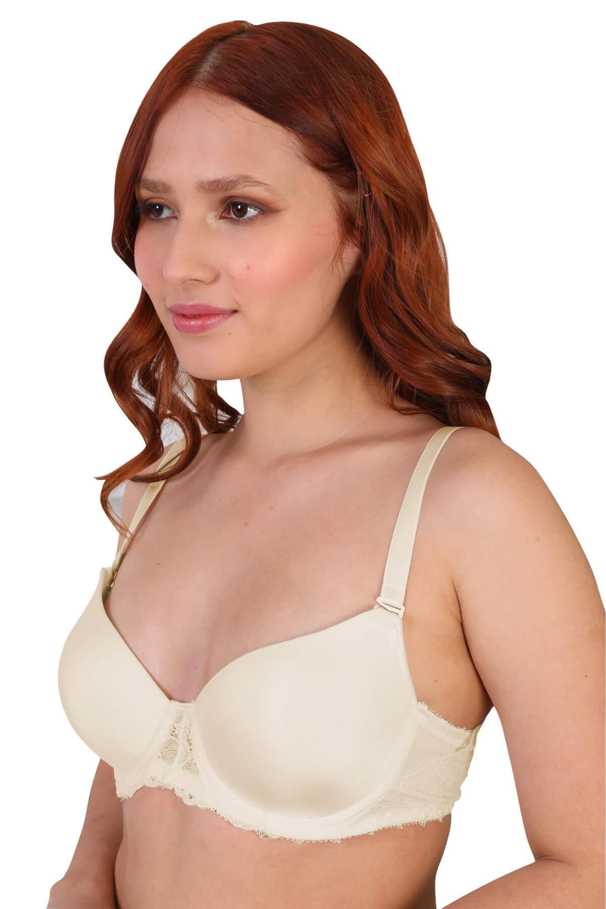 ASFSTORE EKRU MI 189C Pedli Dantelli Balenli Sütyen