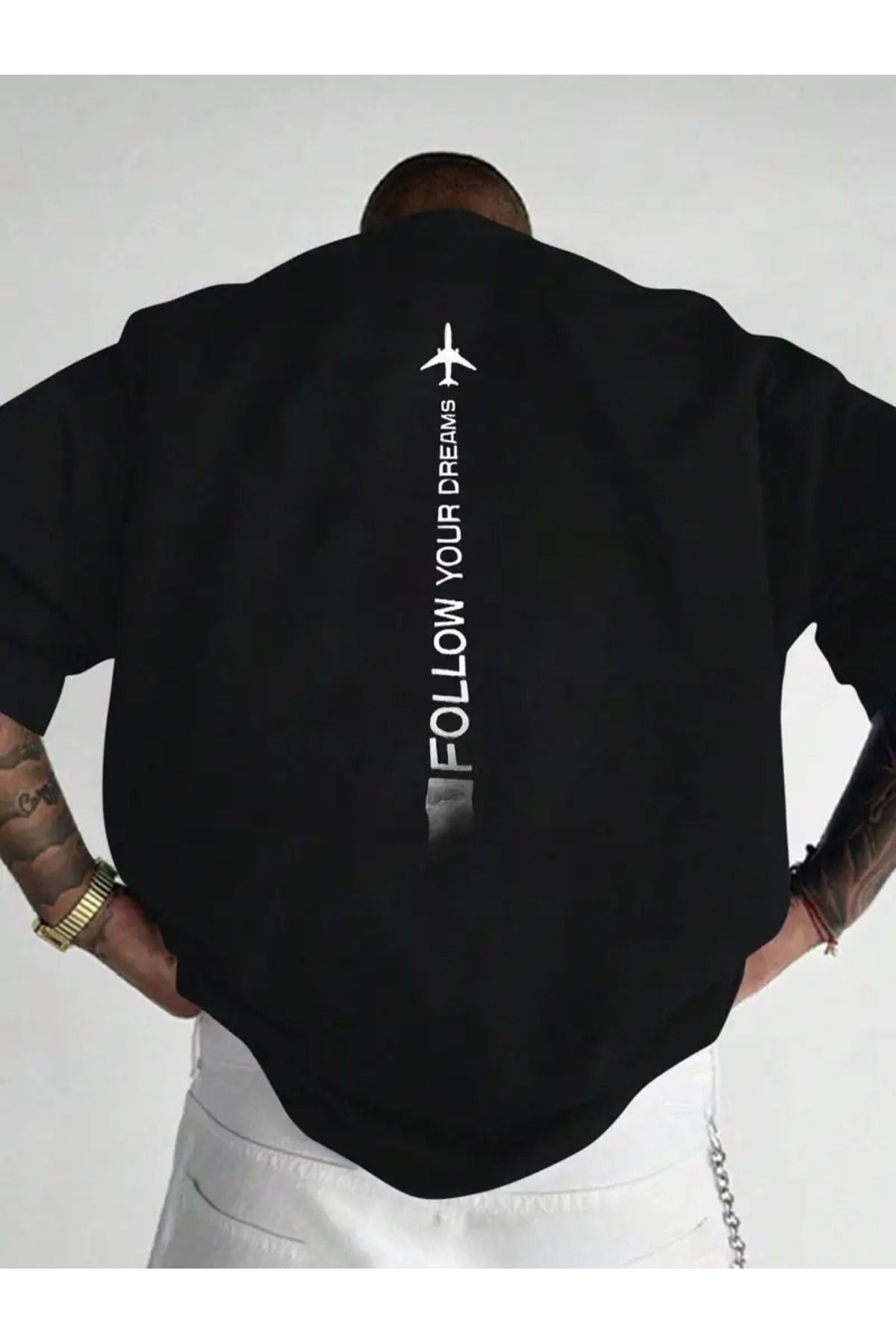 qubo sportswear & company qubo Unisex Oversize Baskılı Pamuklu Bisiklet Yaka Kısa Kollu SİYAH T-shirt