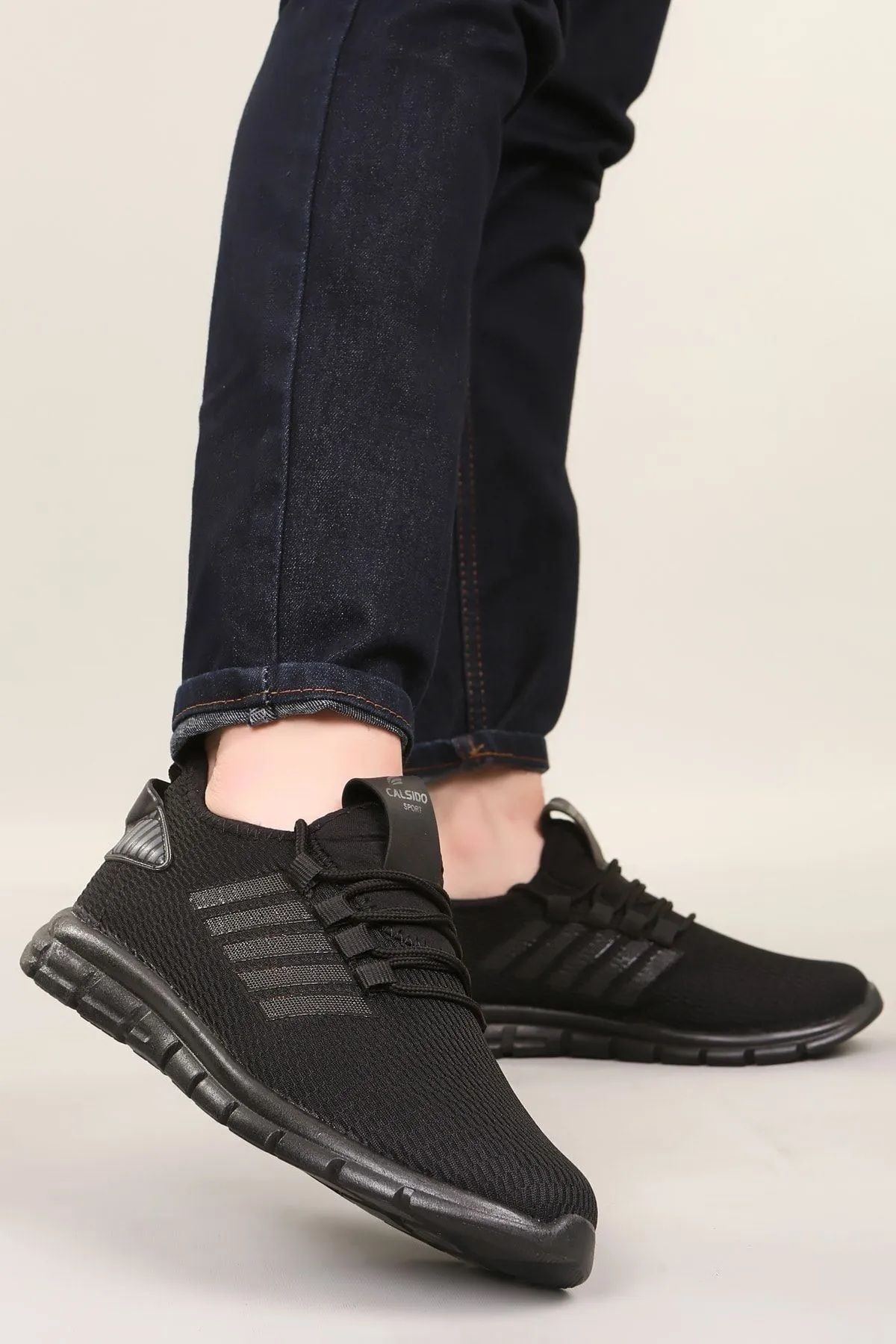Calsido Erkek Siyah Triko Slip-on Spor Ayakkabı