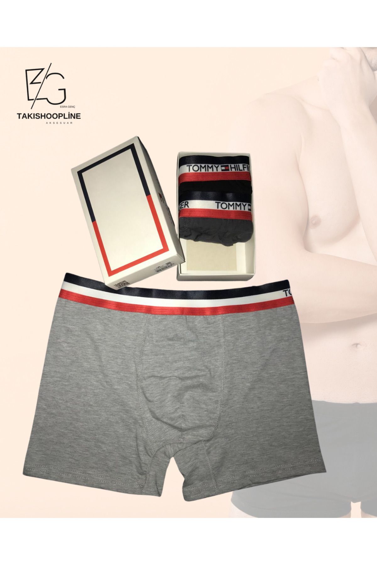 Takıshoopline Erkek 3'Lü Boxer Likralı Pamuk