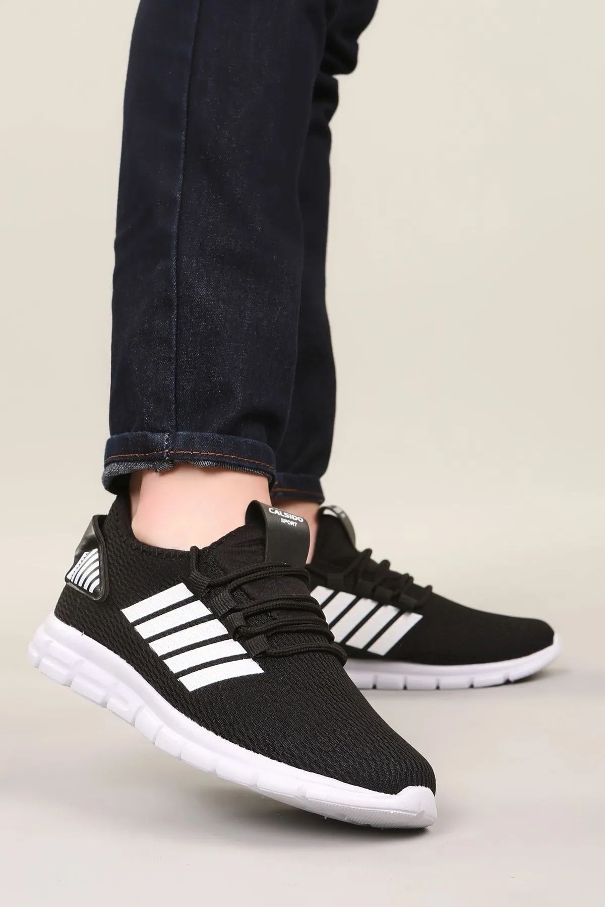 Calsido Erkek Siyah Triko Slip-on Spor Ayakkabı