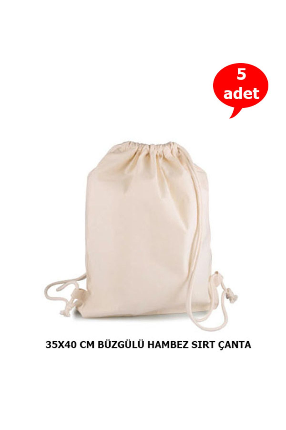 İpek Saraciye Baskısız Büzgülü Hambez Sırt Çantası Punch Sırt Çantası Boyanabilir Bez Sırt Çantası 5 Adet