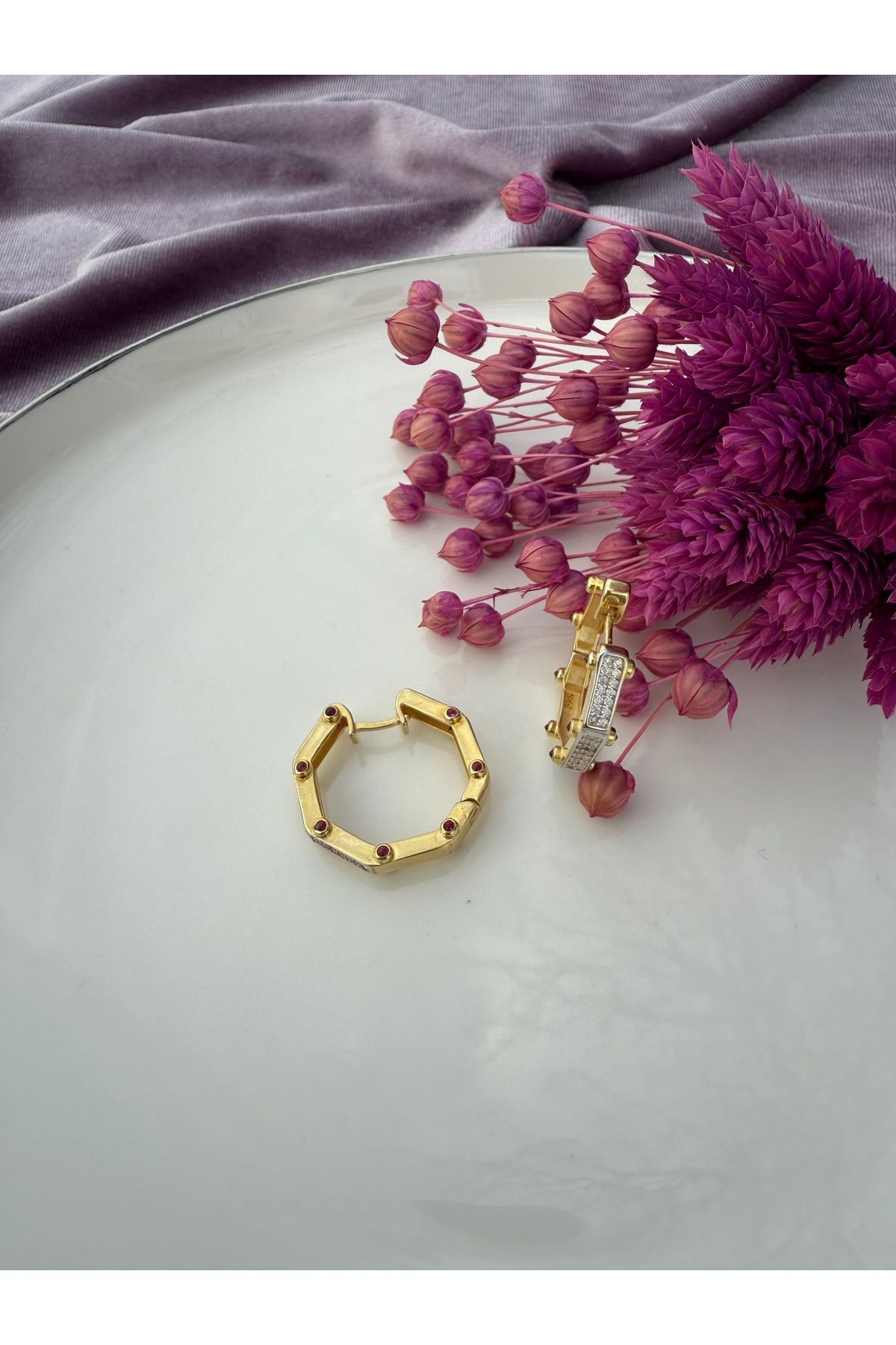 Store Geometrik renkli taşlı küpe