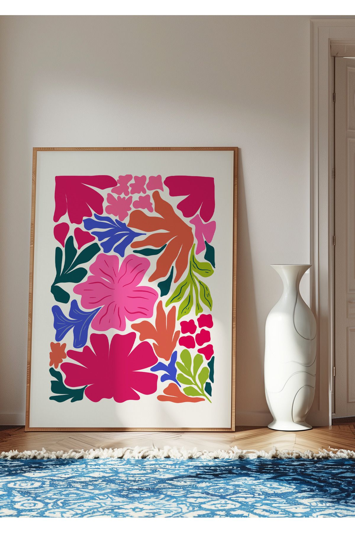 DES VU PRINT Çiçek Temalı Poster, Renkli Çiçek Pinterest Temalı Çerçevesiz Poster