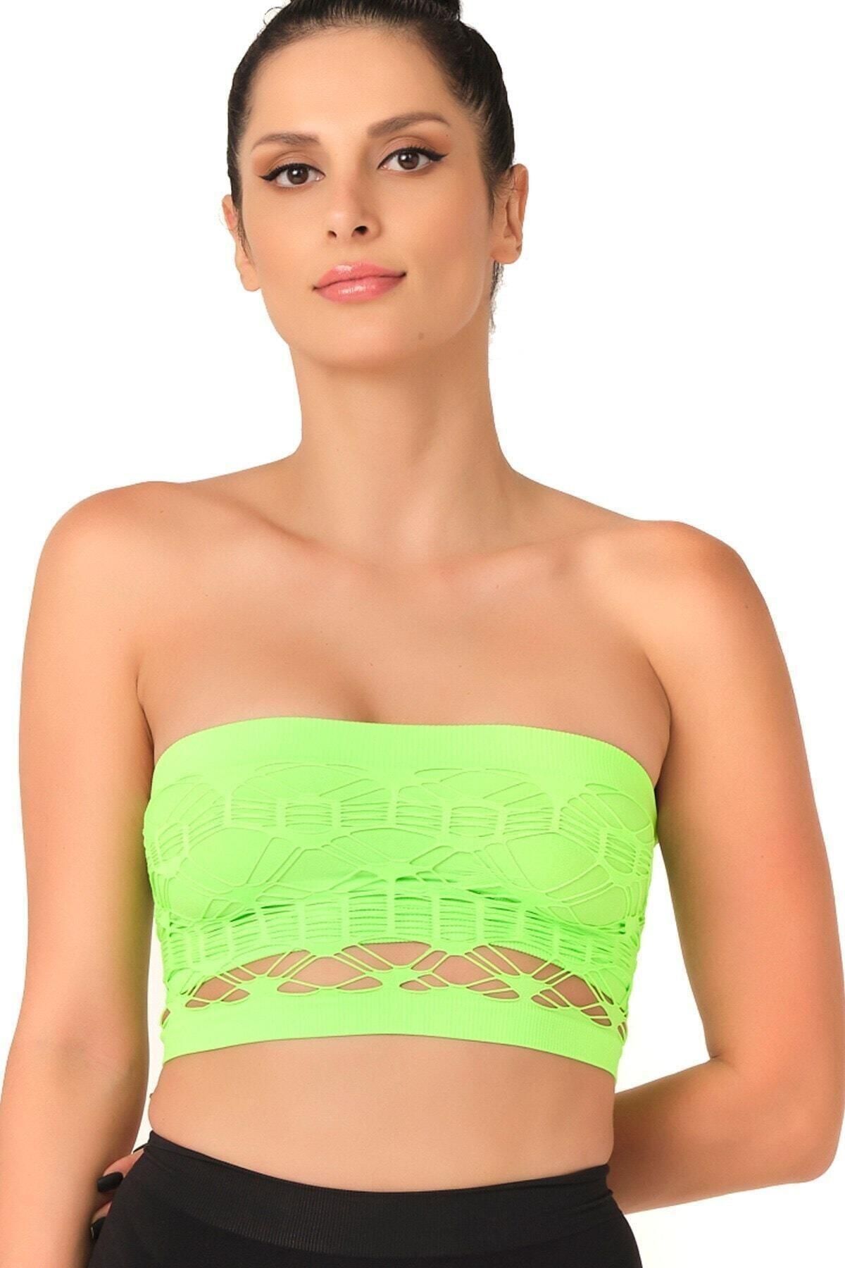 ASFSTORE YEŞİL MI Emay 4050 Double Örgü Toparlayıcı Straplez Büstiyer
