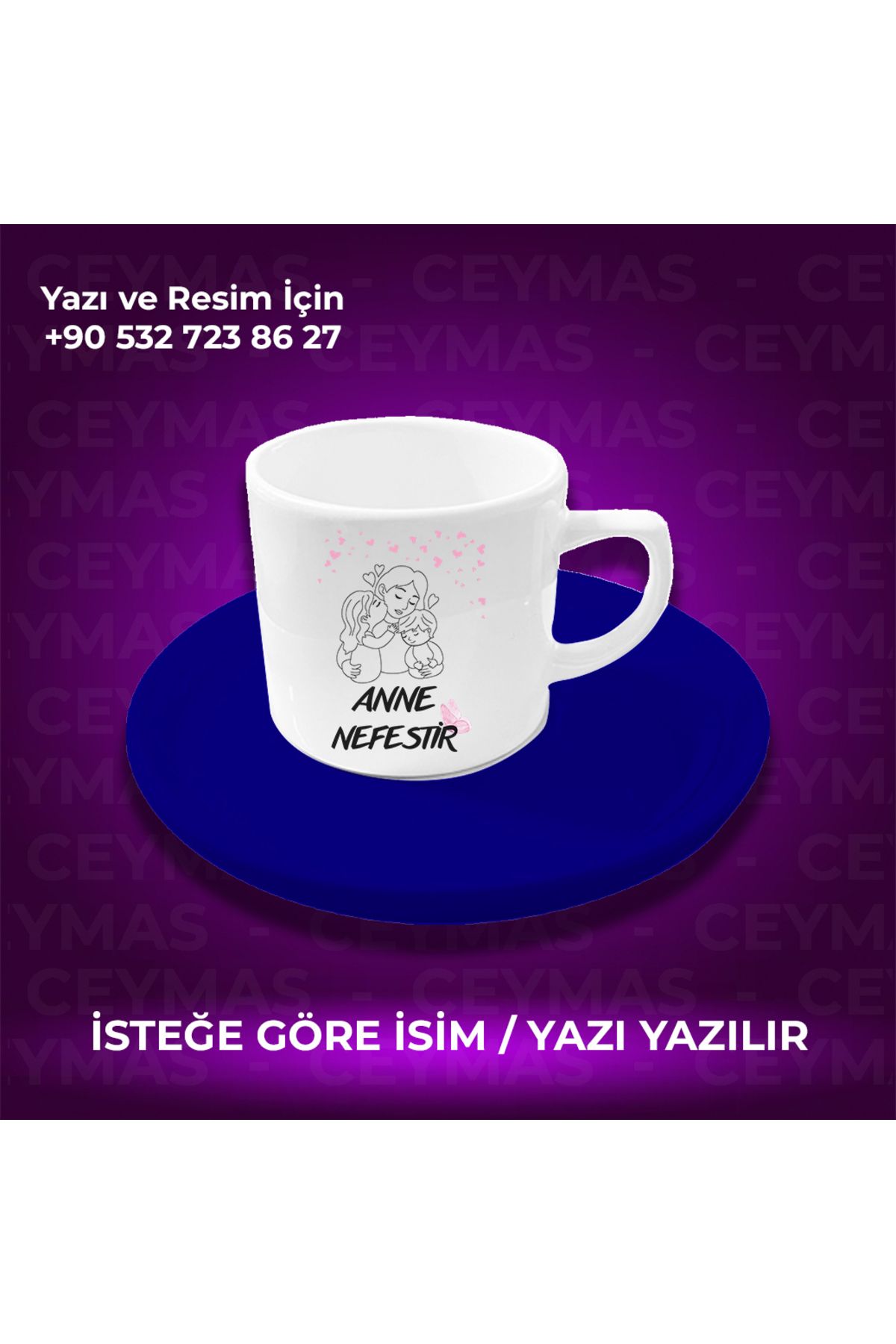 Ceymas Hediyelik Annelere Özel İsimli Anneler Günü Hediyelik Renkli Kupa Bardak