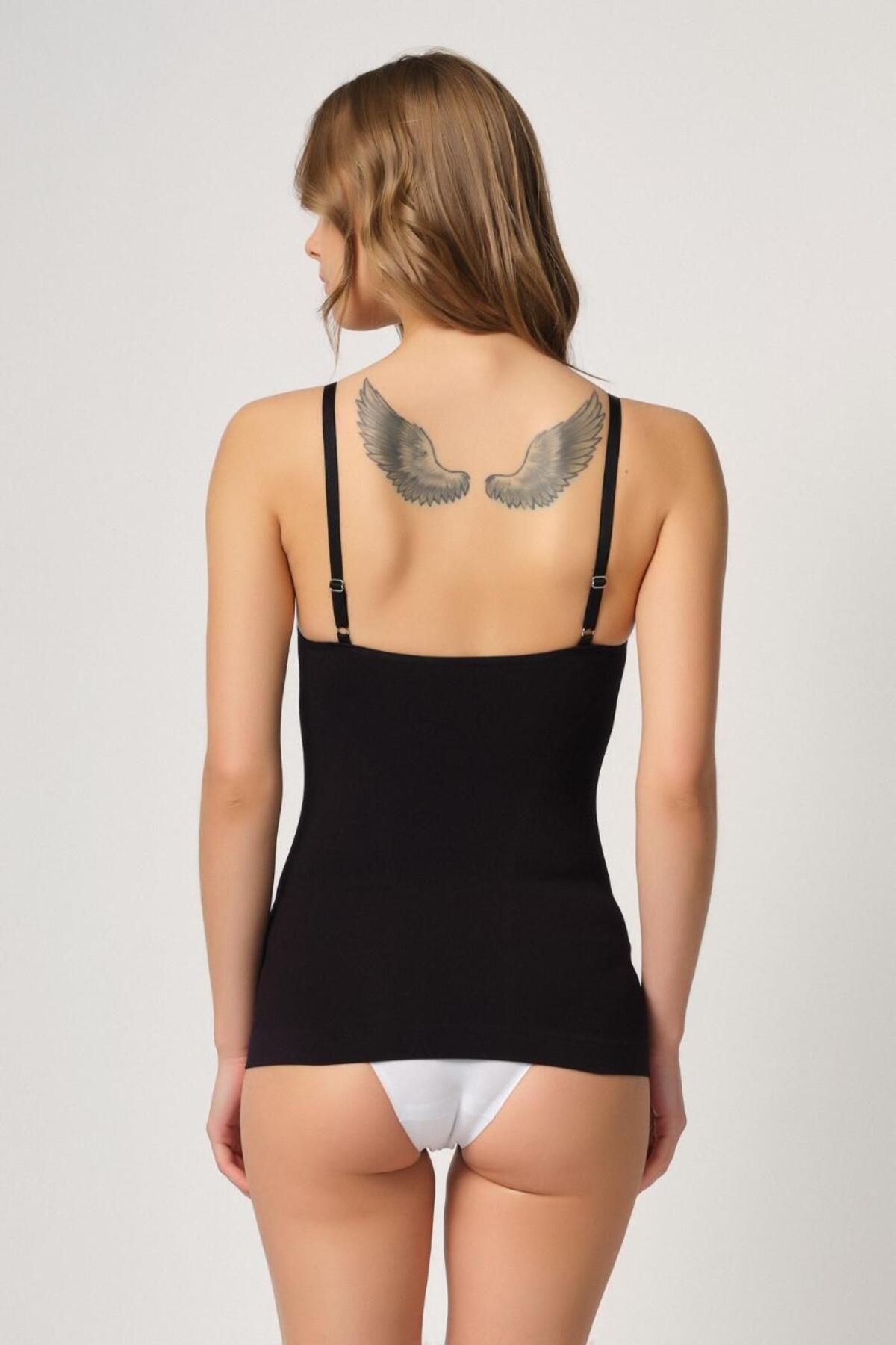 ASFSTORE SİYAH MI Emay 5038 İp Askılı Fantazi Atlet Korse
