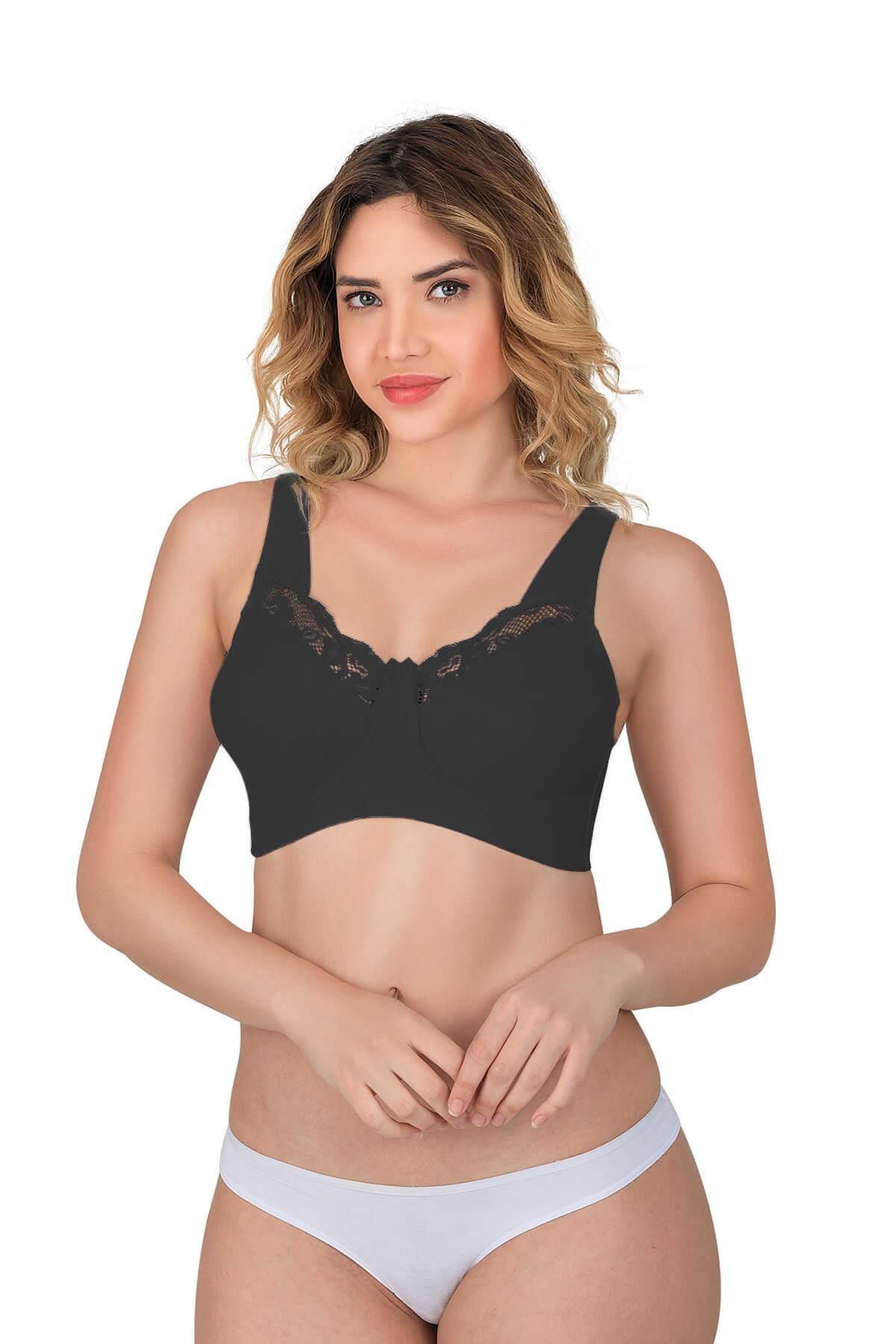 ASFSTORE SİYAH MI Emay 181 B Dantelli Toparlayıcı Cotton Sütyen