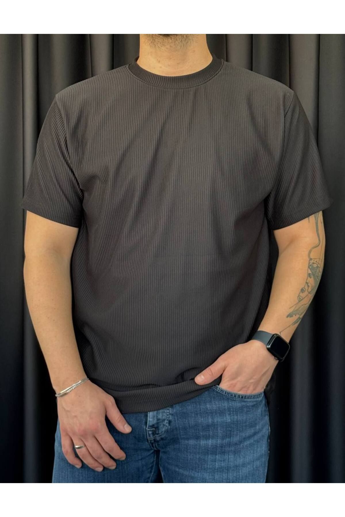 VOGUEMET ✅ Bisiklet Yaka Ottoman T-shirt – Hafif Doku, Rahat Kullanım