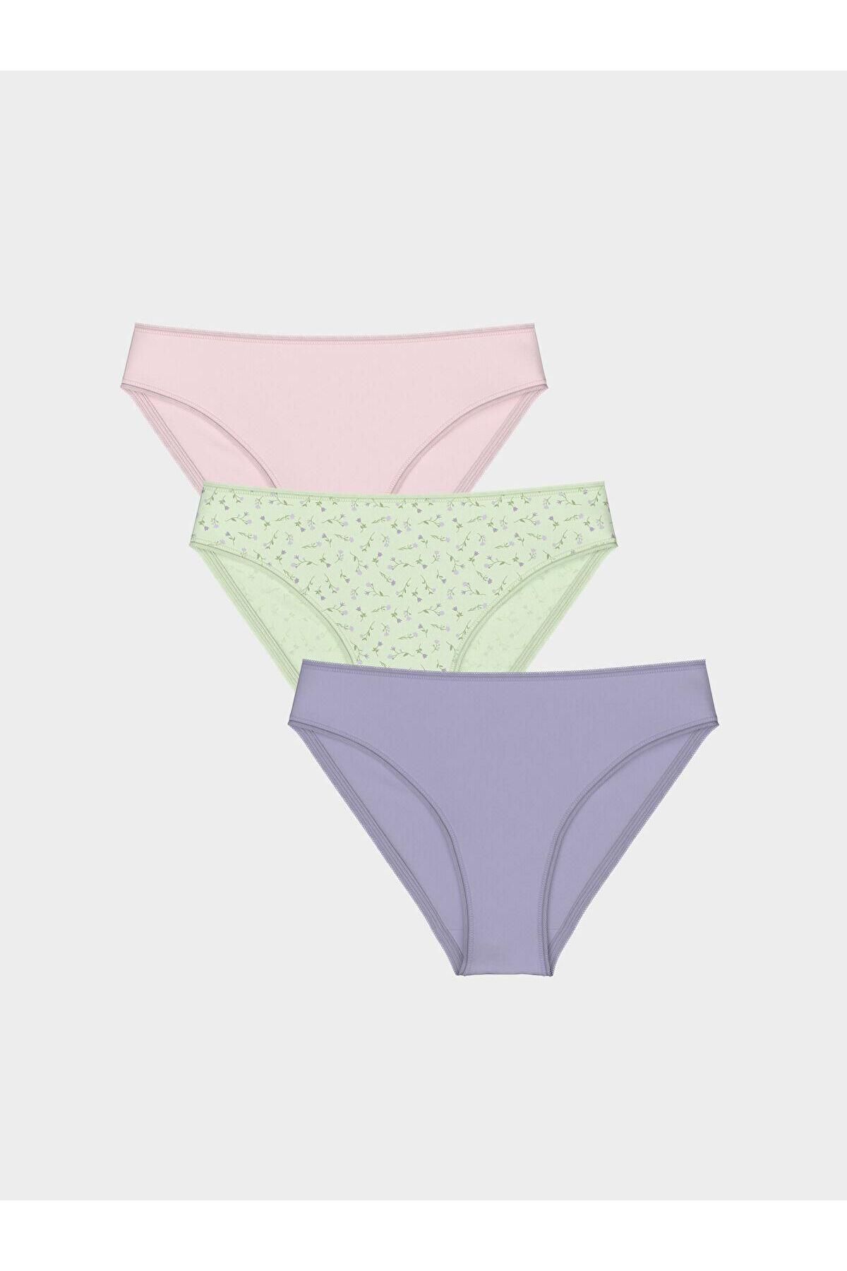 LC Waikiki LCW DREAM Çiçekli Bikini Külot 3'lü Paket (S5)