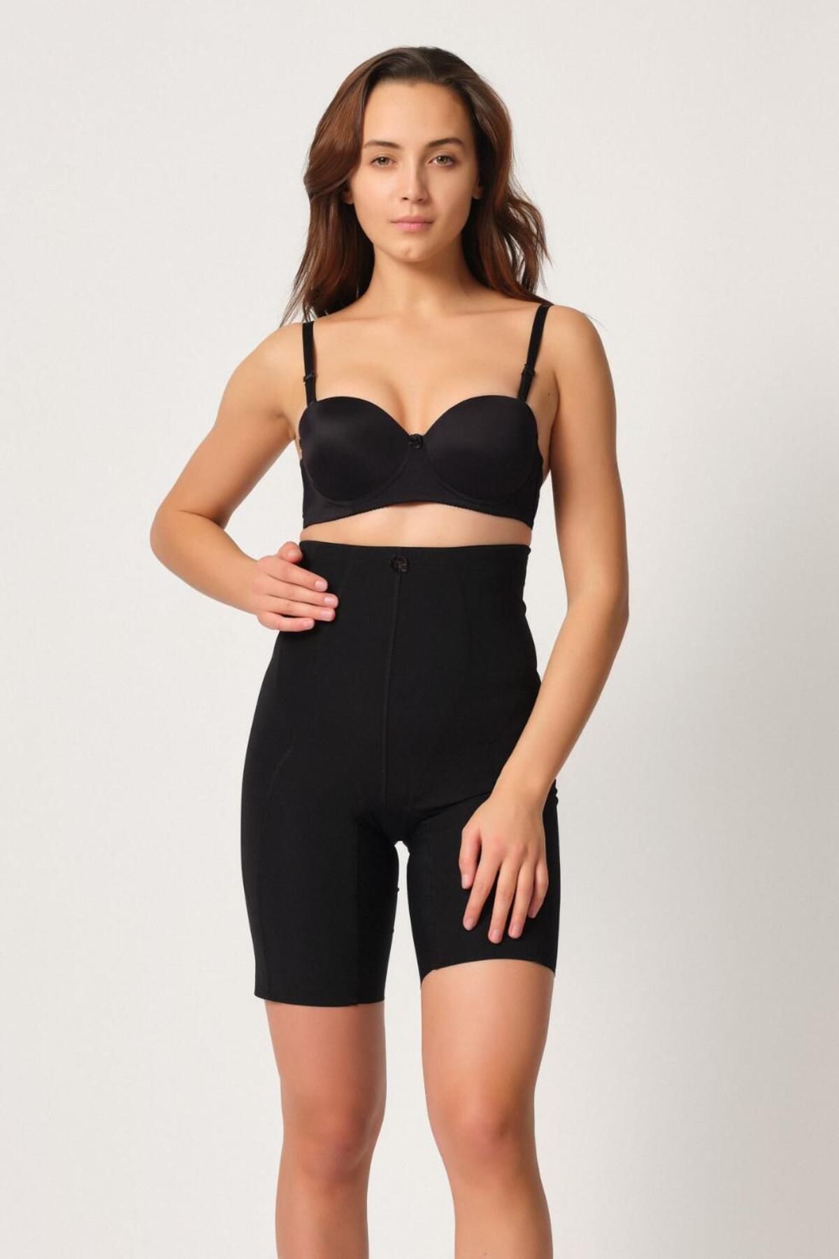 ASFSTORE SİYAH MI Emay 2814 Double Yüksek Bel Boxer Lazer Korse