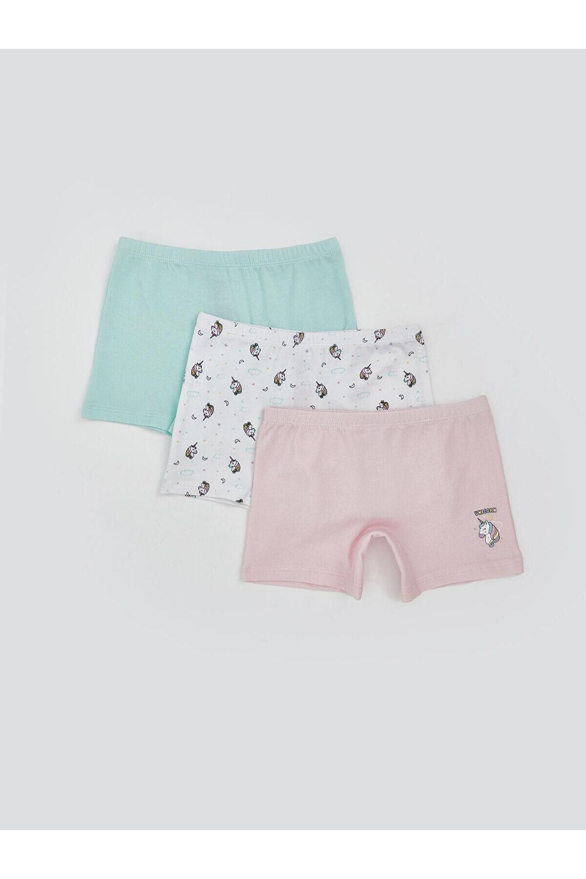 LC Waikiki LCW Kids Beli Lastikli Penye Kız Çocuk Boxer 3'lü (S5)