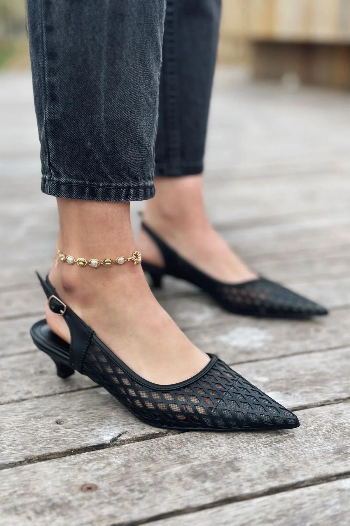PANAMA SHOES TALİN MAT DERİ FİLE DETAYLI KISA TOPUKLU STİLETTO