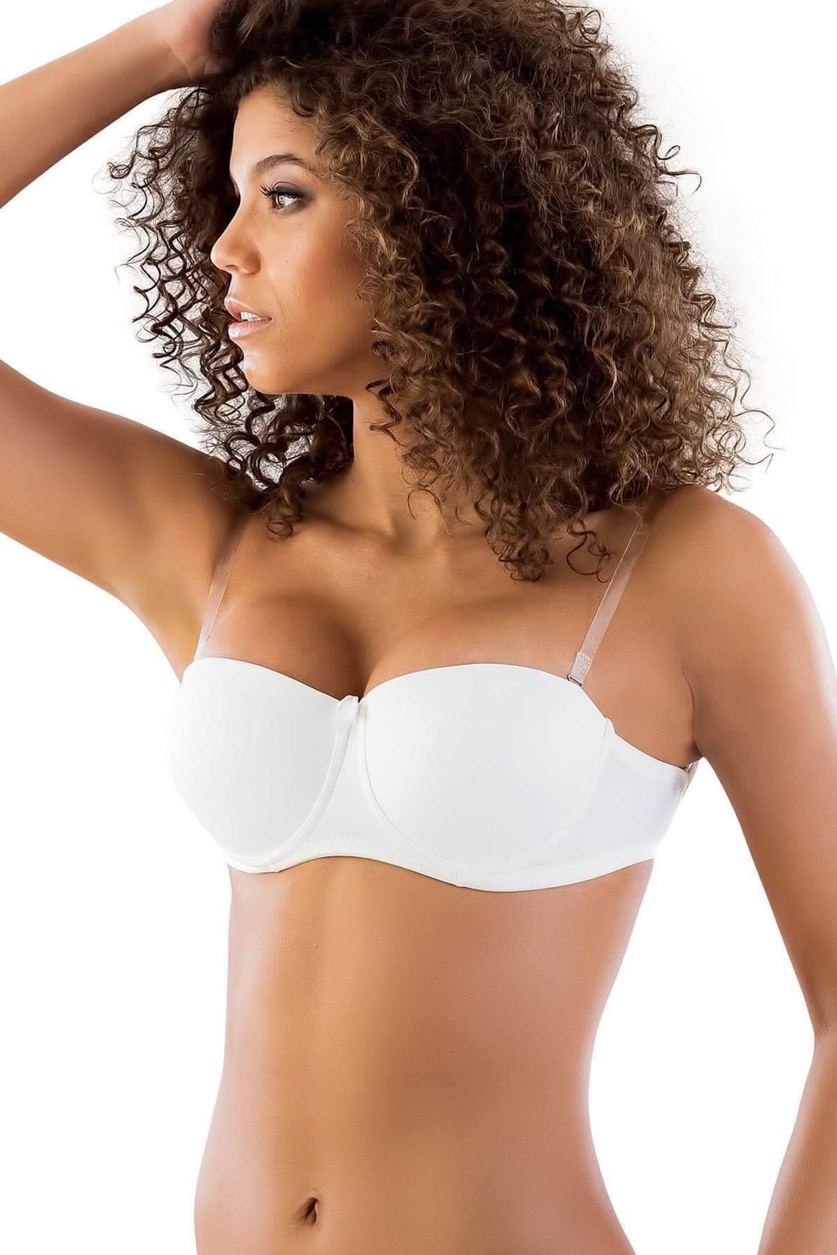 ASFSTORE BEYAZ MI Emay 702 Şeffaf Askılı Push-Up Sütyen