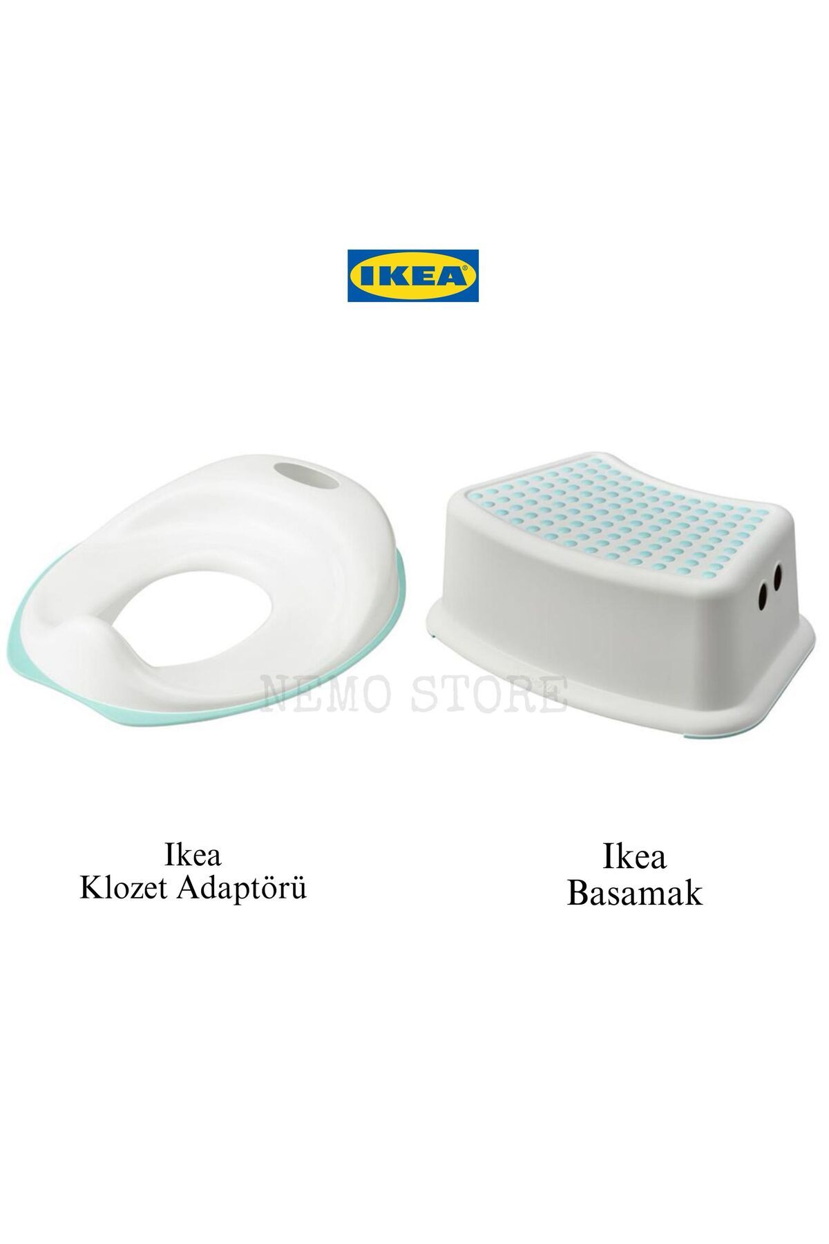 IKEA NEMOSTORE IKEA klozet adaptörü, beyaz-turkuaz + FÖRSIKTIG çocuk basamağı, beyaz-turkuaz, 37x13 cm