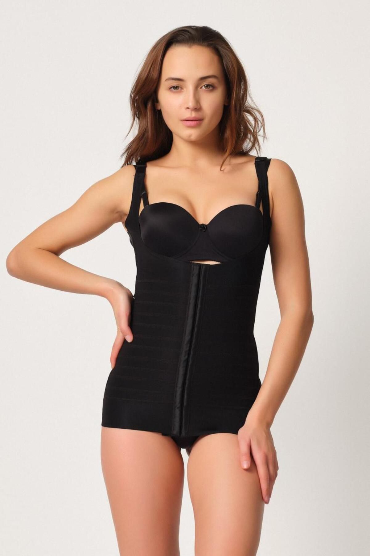ASFSTORE SİYAH MI Emay 2916 Karyoka Destekli Agraflı Atlet Korse