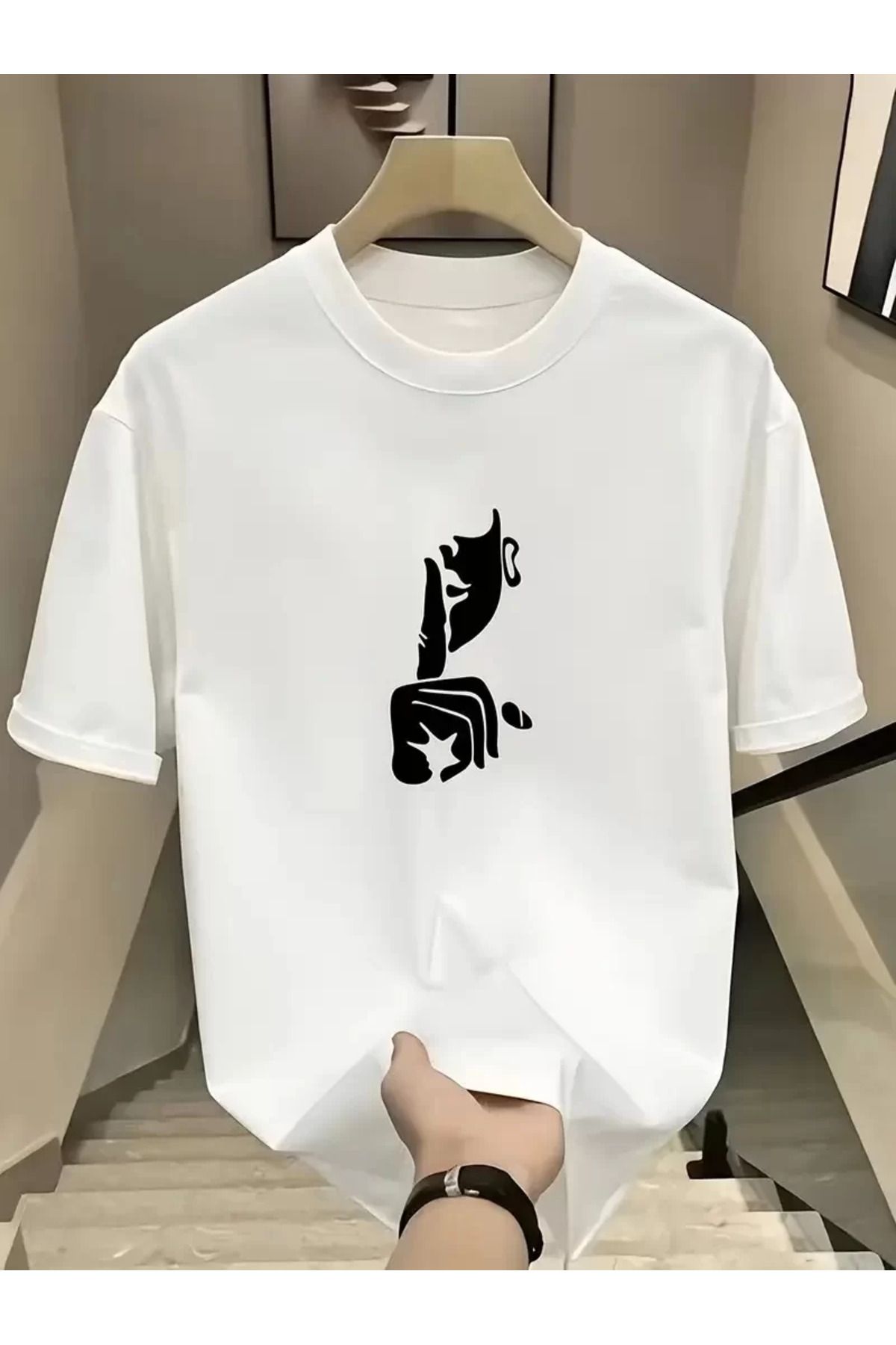 REKA MODA Rahat Bisiklet Yaka Tişört, Yaratıcı Karikatür Baskı - Yumuşak Polyester, Her Mevsim Giyilebilir- B