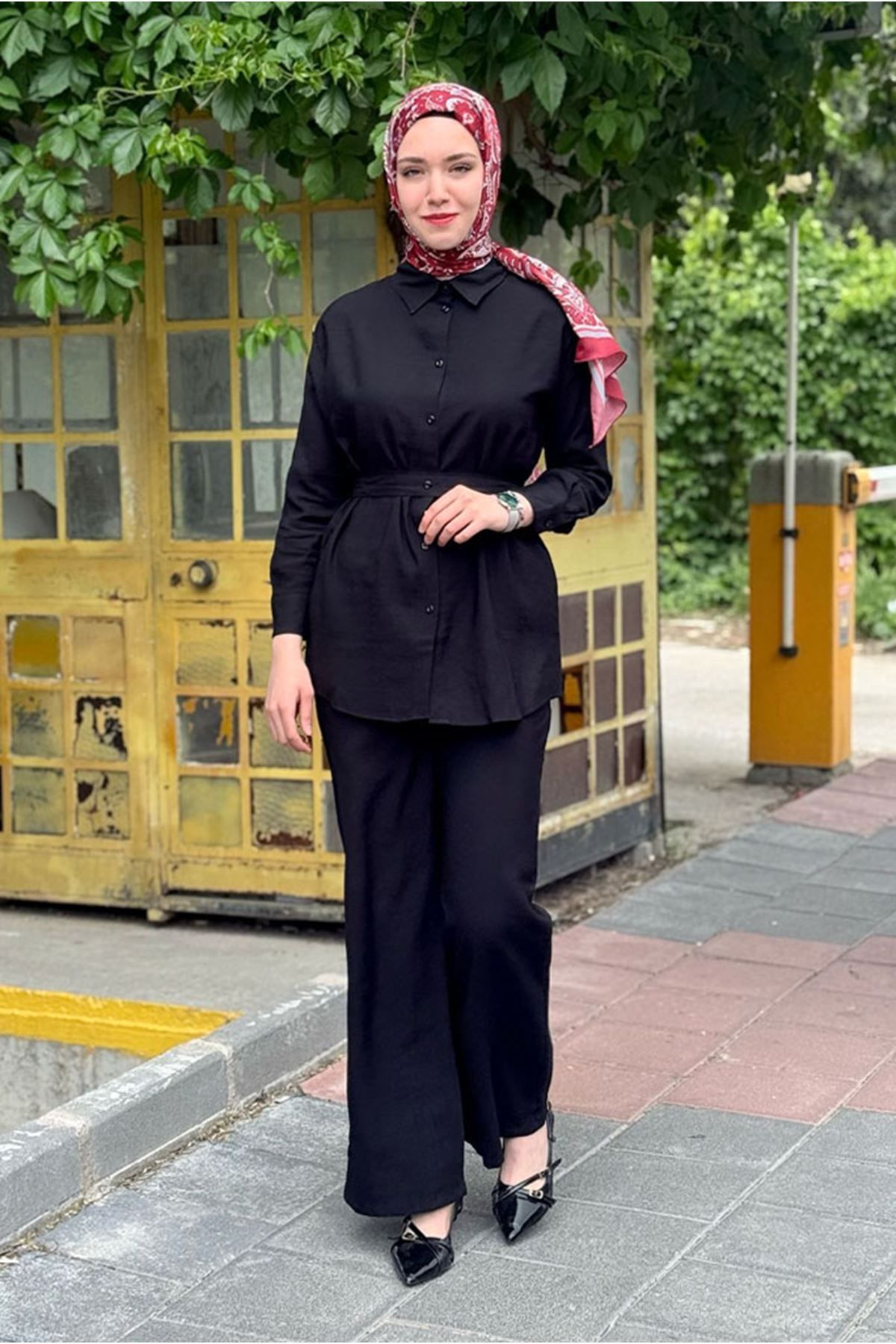 Moda Rosa 25Y7560 - SİYAH - KEMERİ DÜĞMELİ TAKIM