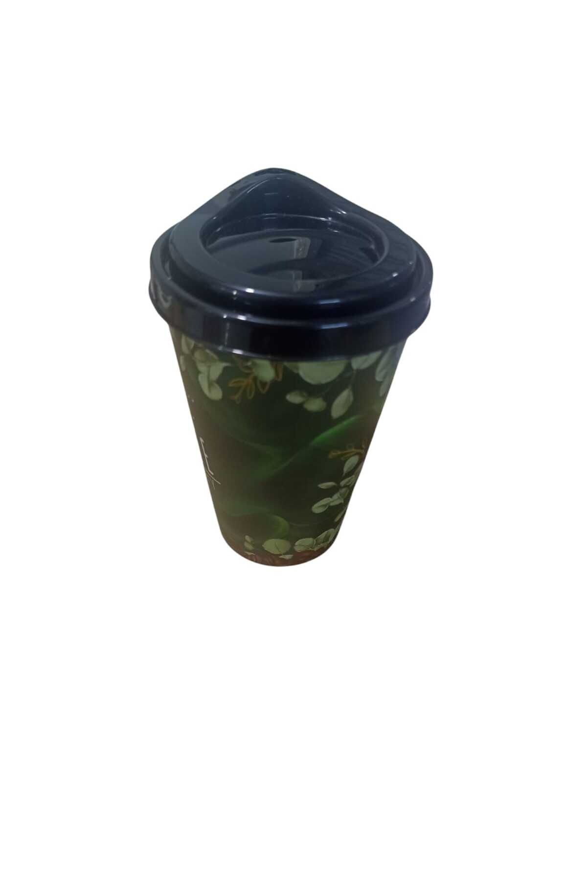 EsareModa Plastik Kilit Kapaklı Kahve ve Sıvı İçeçek Bardağı 500 ml