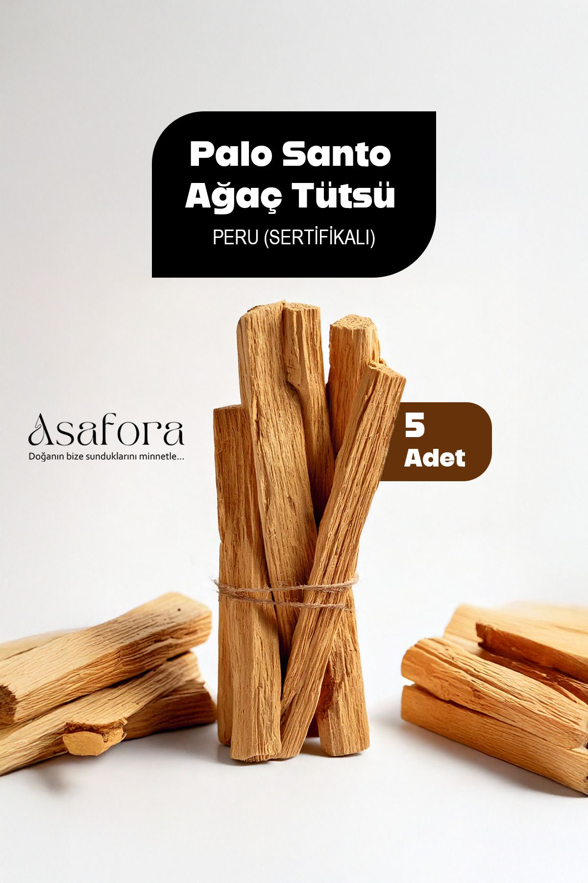 Asafora Hediyelik Palo Santo Ağaç Tütsü (PERU) Sertifikalı 1 Adet