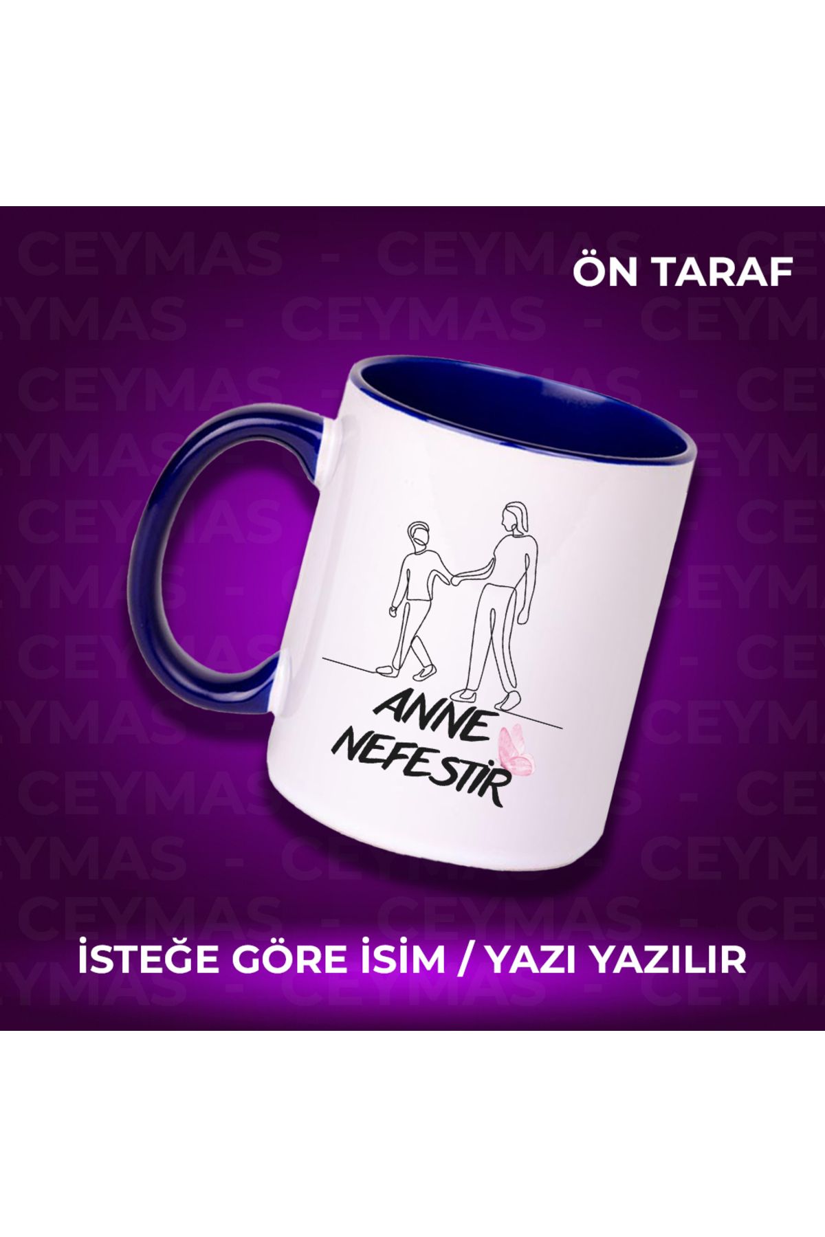 Ceymas Hediyelik Annelere Özel İsimli Anneler Günü Hediyelik Renkli Kupa Bardak