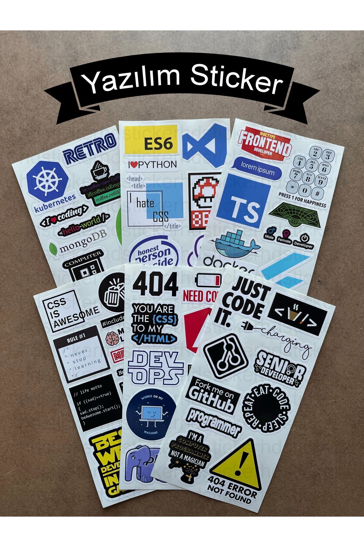 hdsticker 60 Adet Yazılım & Yazılımcı Software Developer Laptop Notebook Tablet Etiket Sticker Set P59