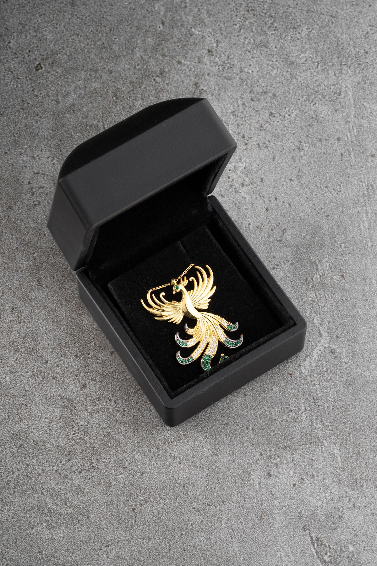 Silvano Jewelry 925 Ayar Gümüş Işıklı Kutuda Anka Kuşu Kolye