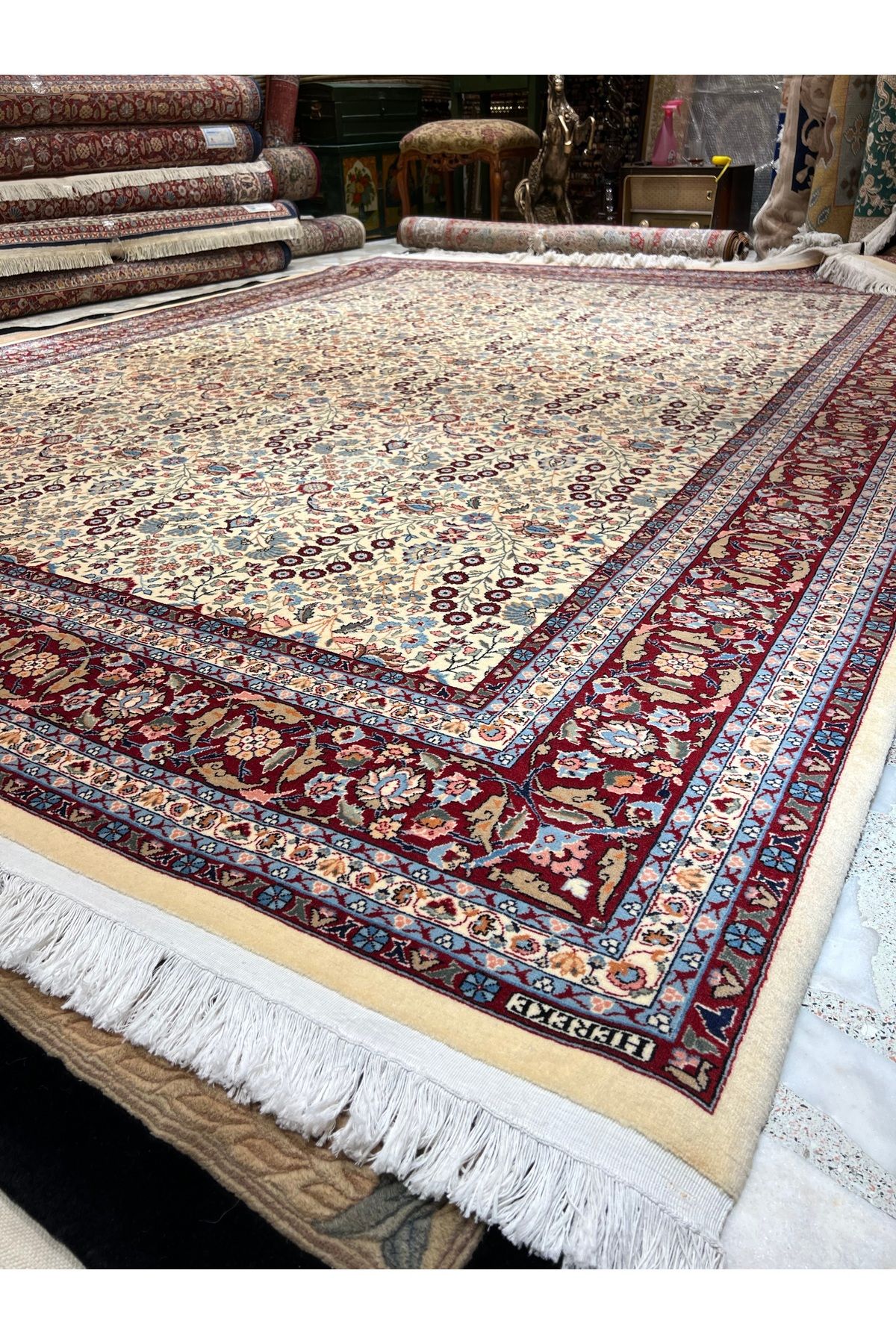 RD RAMAZAN DAĞ EL HALI SANATI El Dokuma Hereke Halısı İmzalı Yedi Dağın Çiçeği Birinci Sınıf Kalite Ebat 336x252