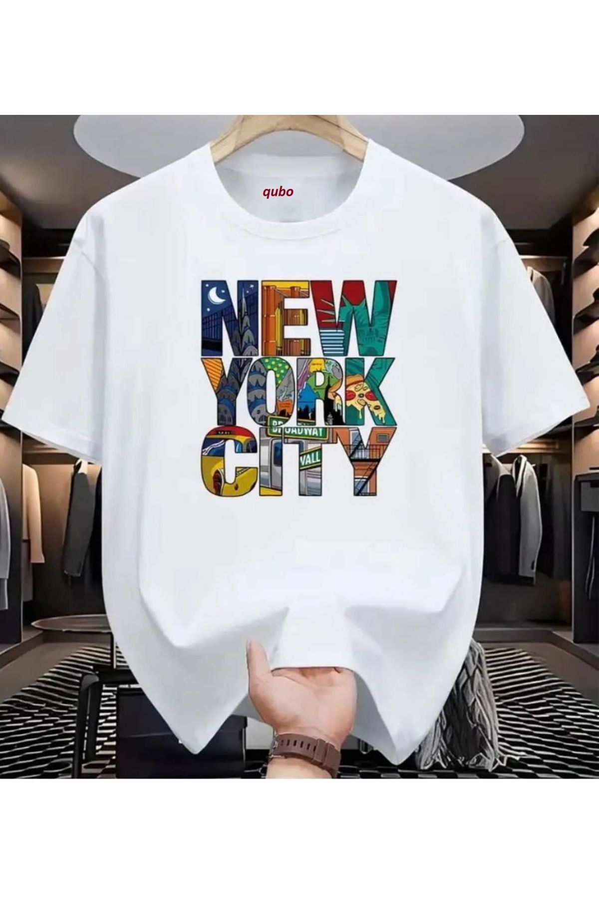 qubo sportswear & company qubo Unisex Oversize Baskılı Pamuklu Bisiklet Yaka Kısa Kollu BEYAZ T-shirt