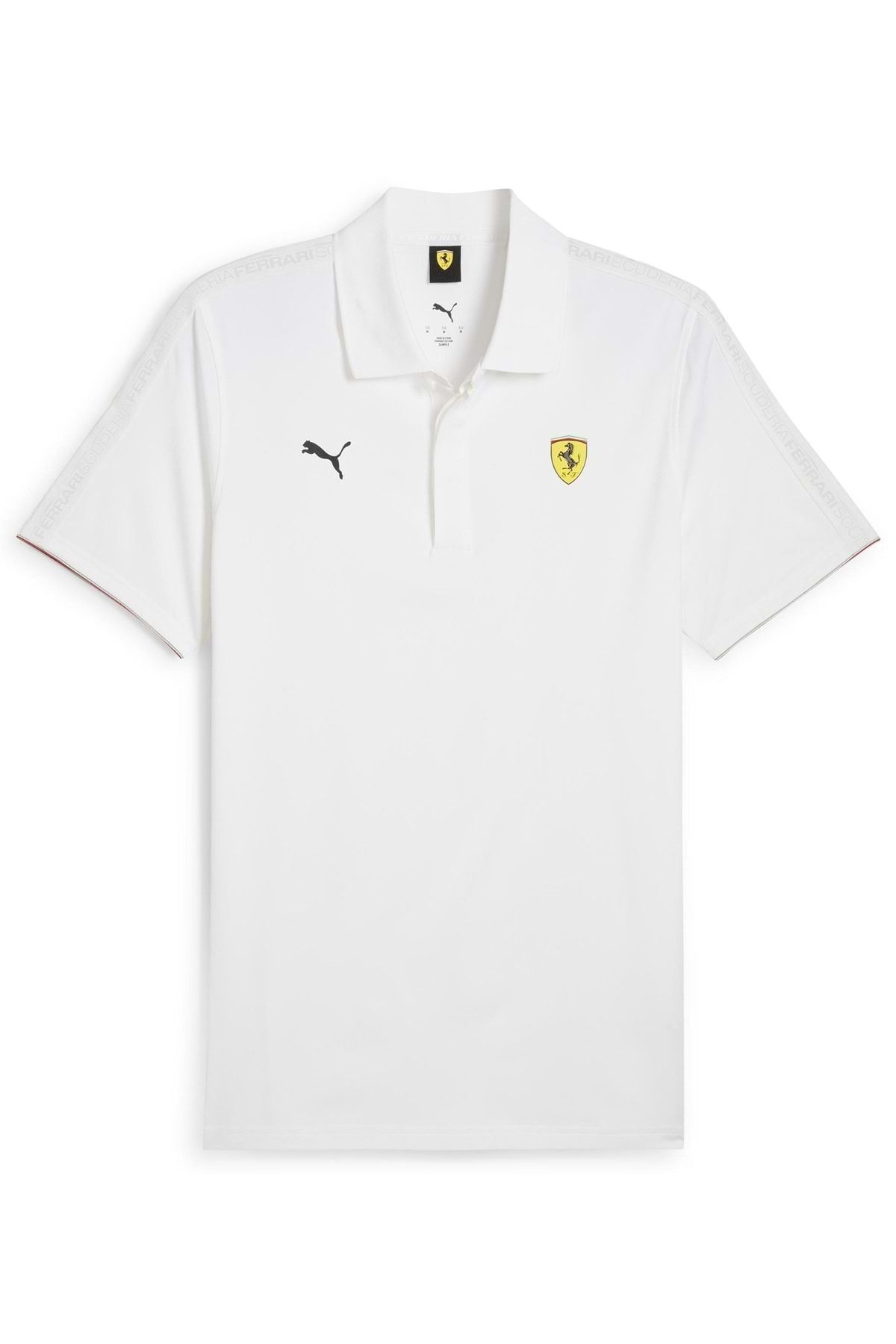 Kids Club Shoes Puma 630185-04 Ferrari Race Cloudspun Polo Yaka Tişört Erkek T-Shirt BEYAZ