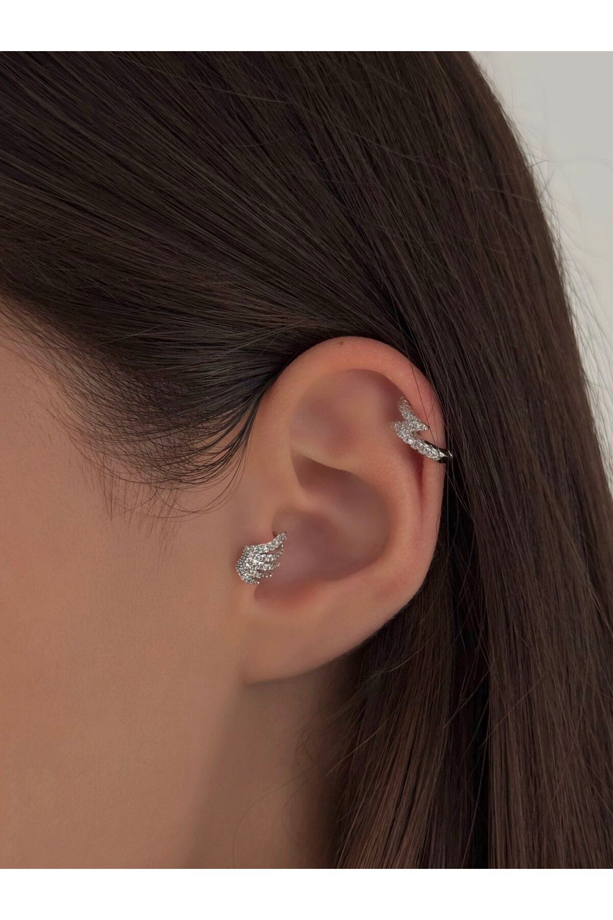 H&B Design Cerrahi Çelik Silver Kanat Detaylı Piercing