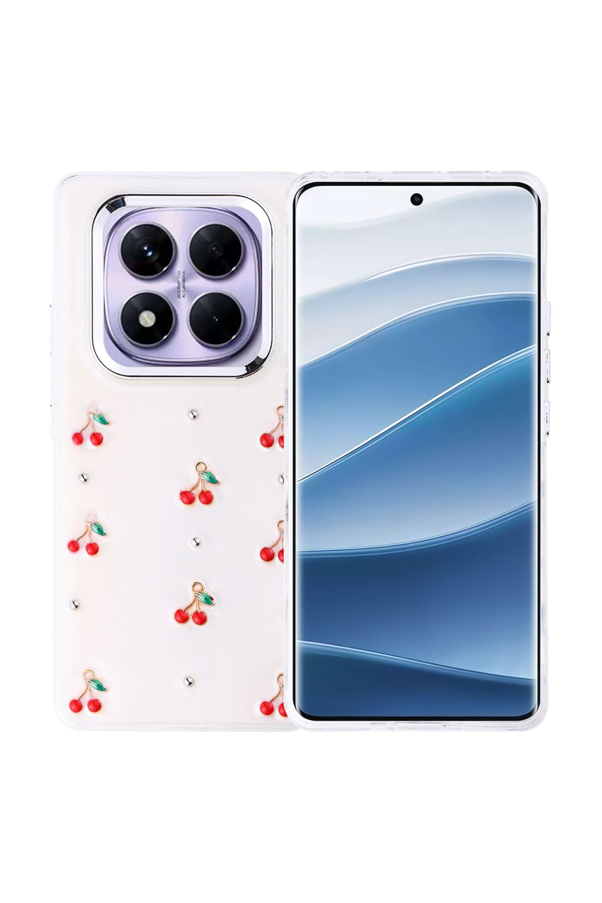 Rivor Xiaomi Redmi Note 14 Pro 4G Kılıf Kamera Çıkıntılı Airbag Tasarımlı Simli Estetik Şeffaf Kapak