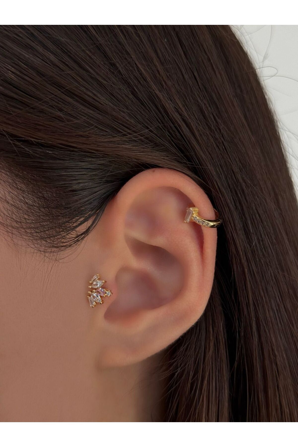 H&B Design Cerrahi Çelik Pembe Baget Taşlı Piercing