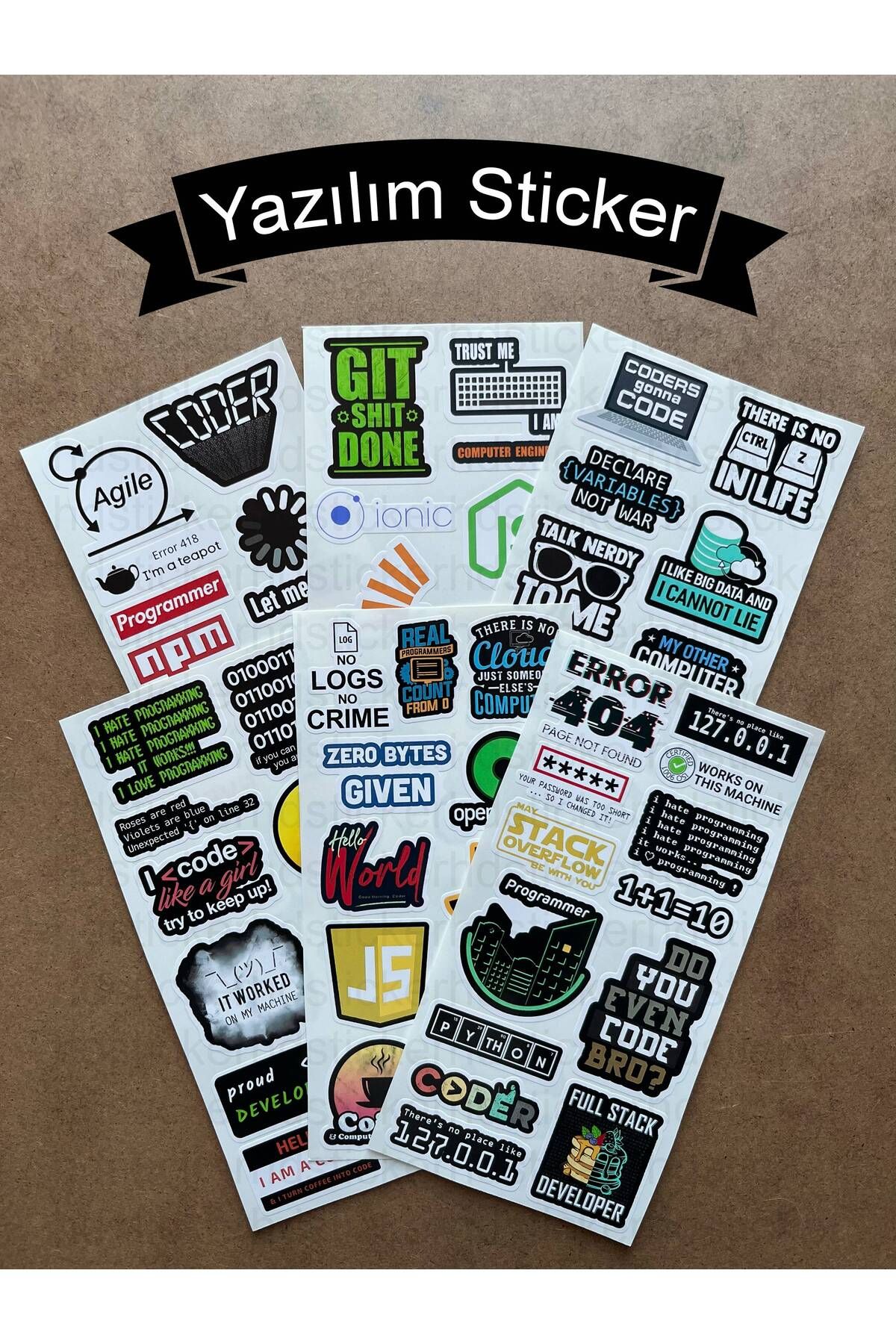 hdsticker 64 Adet Yazılım & Yazılımcı Software Developer Laptop Notebook Tablet Etiket Sticker Set P60