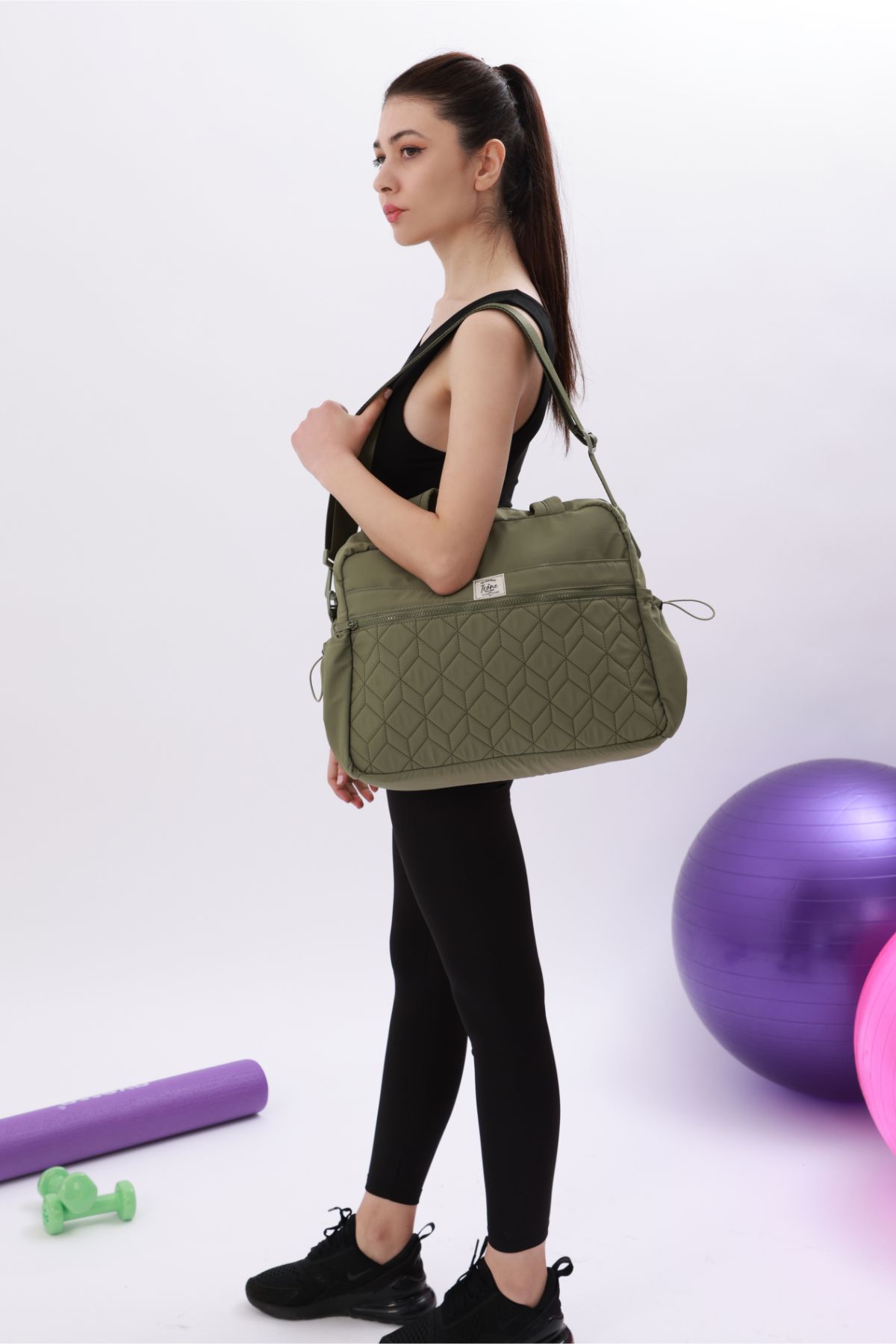 ICONE BAG-Sports Bag with Multiple Pockets, Water Bottle & Bottle Compartment, Quilted Detail, Can Be Attached to a Suitcase 7