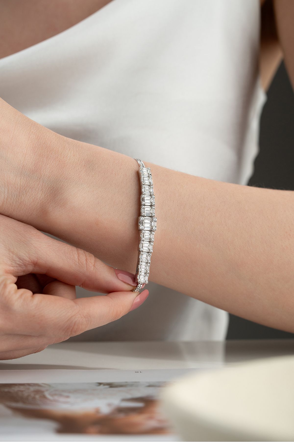 Silvano Jewelry 925 Ayar Gümüş Baget Taşlı Bileklik