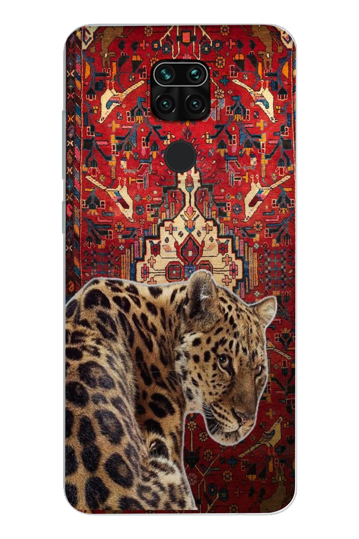 moonset Xiaomi Redmi Note 9 Uyumlu Leopar Tasarımlı Baskılı Şeffaf Telefon Kılıfı