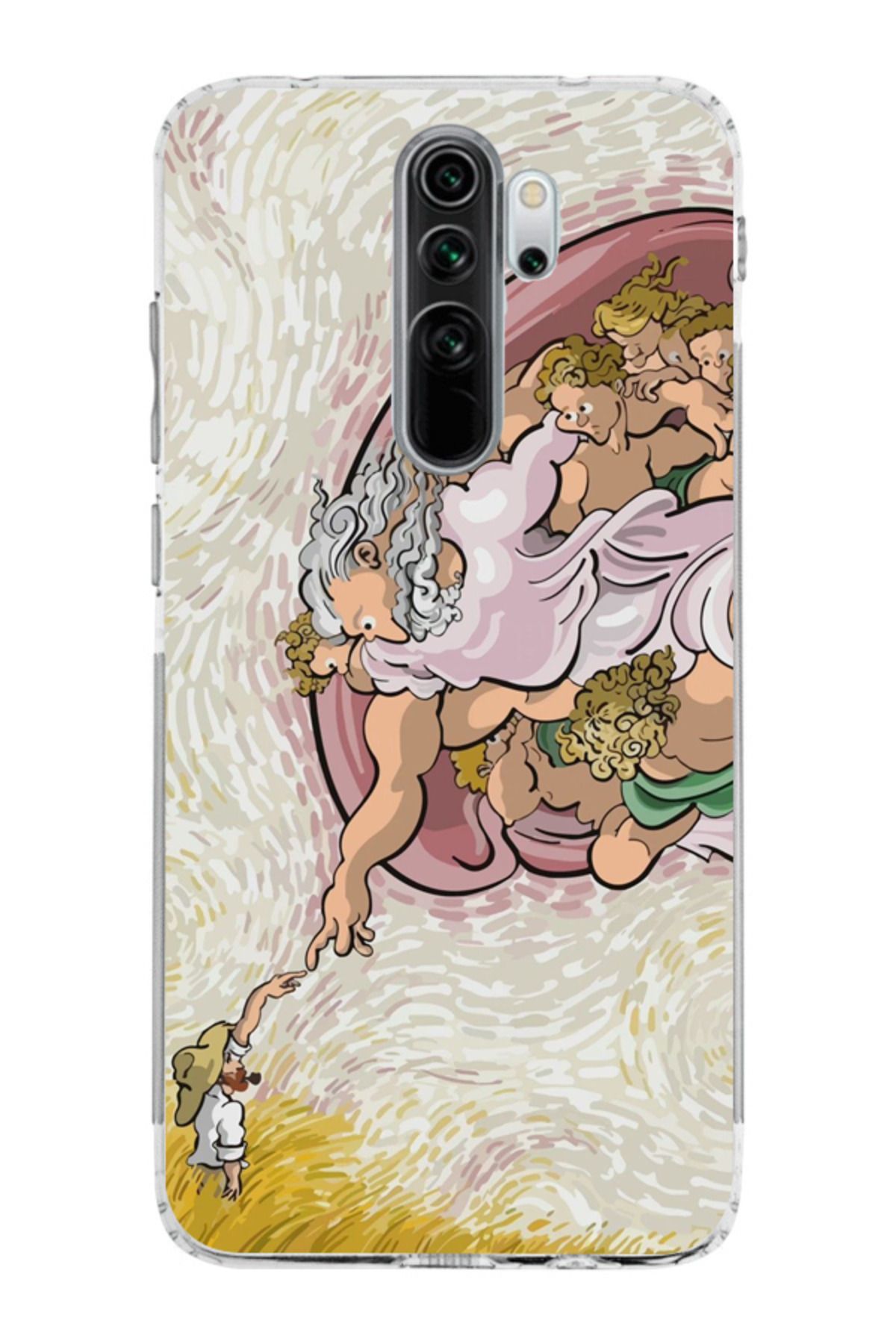 moonset Xiaomi Redmi Note 8 Pro Uyumlu Van Gogh Tasarımlı Baskılı Şeffaf Telefon Kılıfı
