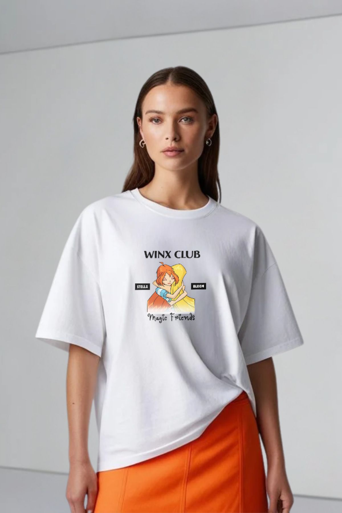 Butik Magic Friends Winx Club Özel Tasarım Oversize Pamuklu T-shirt