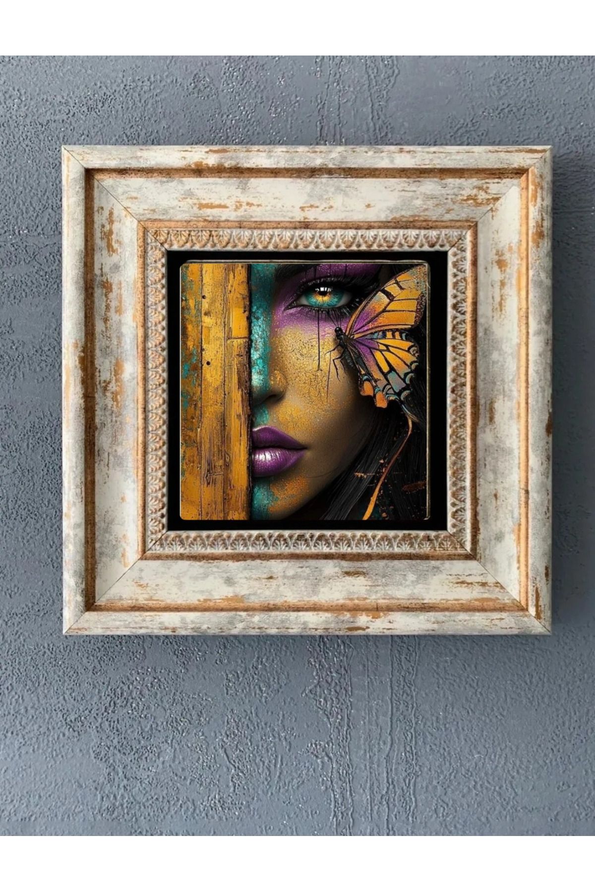 STONEVİVEART Kadın ve Yaşam Duvar Tablosu 20x20Cm Doğal Taş Duvar Dekoru