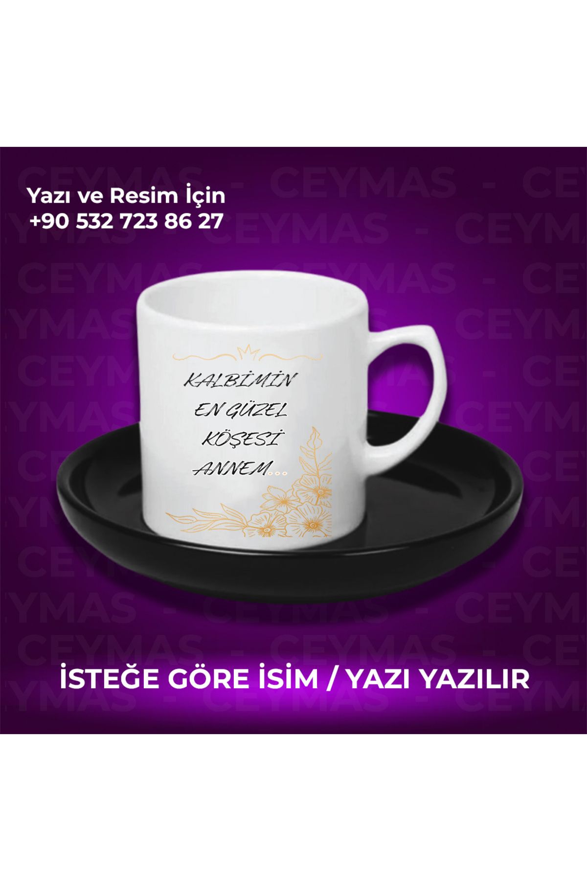 Ceymas Hediyelik Annelere Özel İsimli Anneler Günü Hediyelik Renkli Kupa Bardak