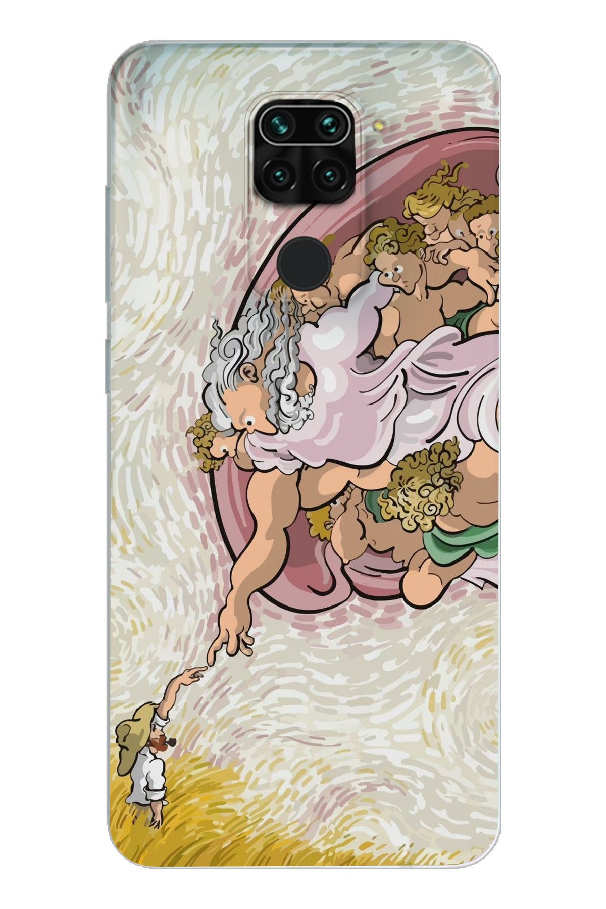 moonset Xiaomi Redmi Note 9 Uyumlu Van Gogh Tasarımlı Baskılı Şeffaf Telefon Kılıfı