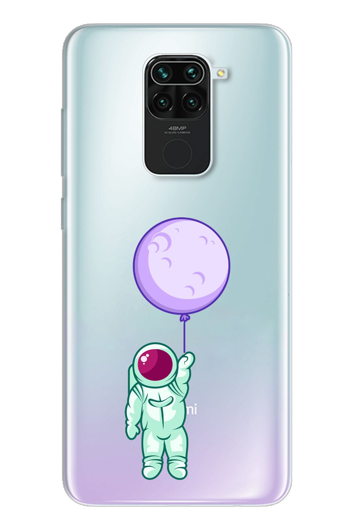 moonset Xiaomi Redmi Note 9 Uyumlu Astronot Tasarımlı Baskılı Şeffaf Telefon Kılıfı