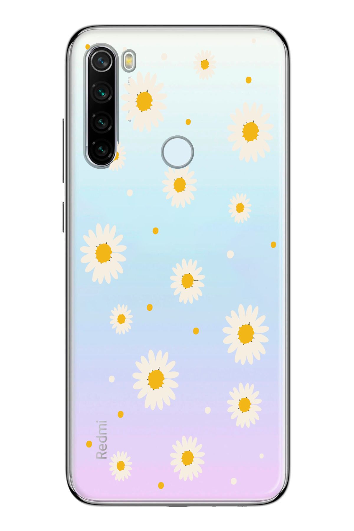 moonset Xiaomi Redmi Note 8 Uyumlu Papatya Tasarımlı Baskılı Şeffaf Telefon Kılıfı