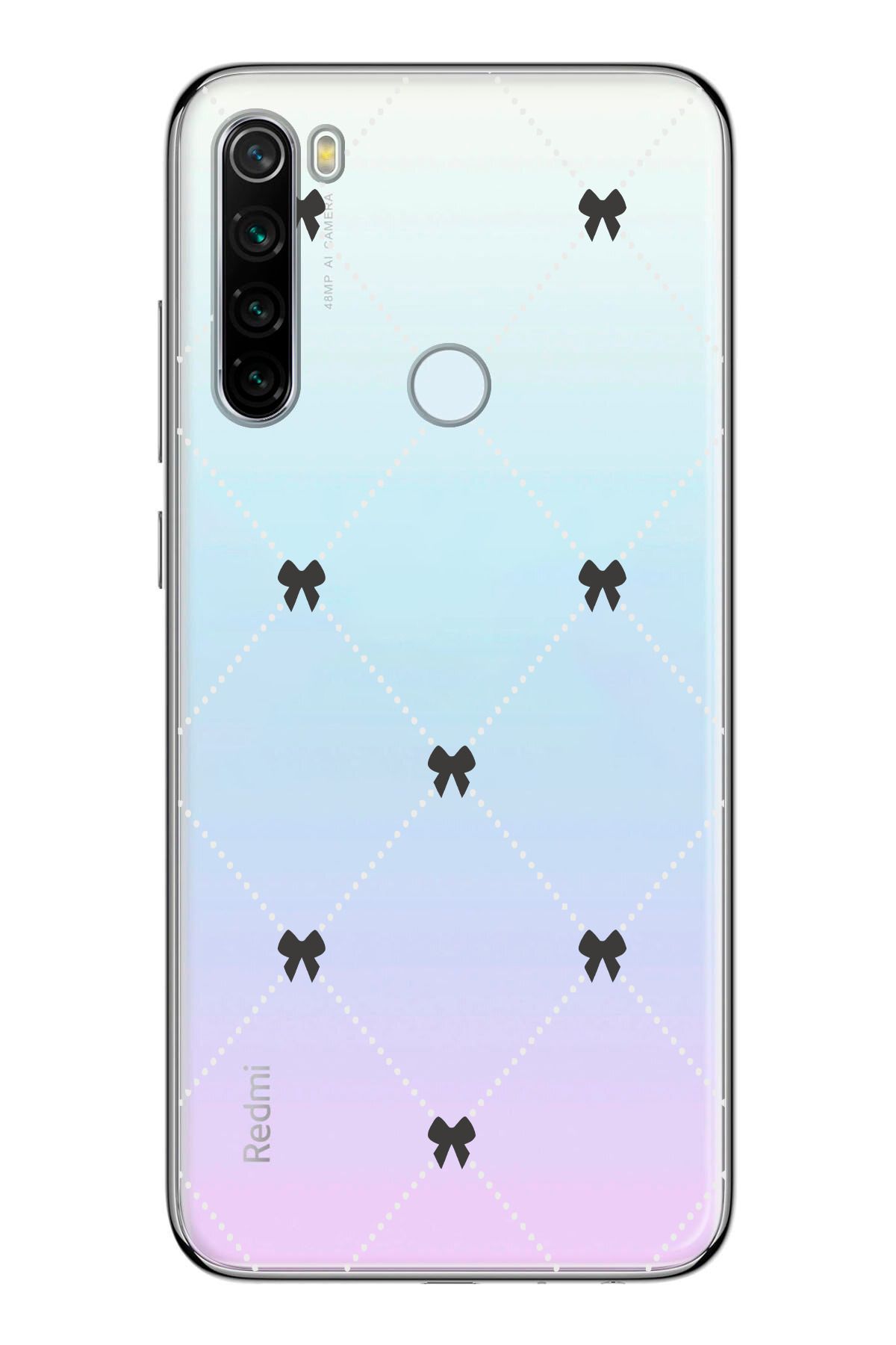moonset Xiaomi Redmi Note 8 Uyumlu Kurdeleler Tasarımlı Baskılı Şeffaf Telefon Kılıfı